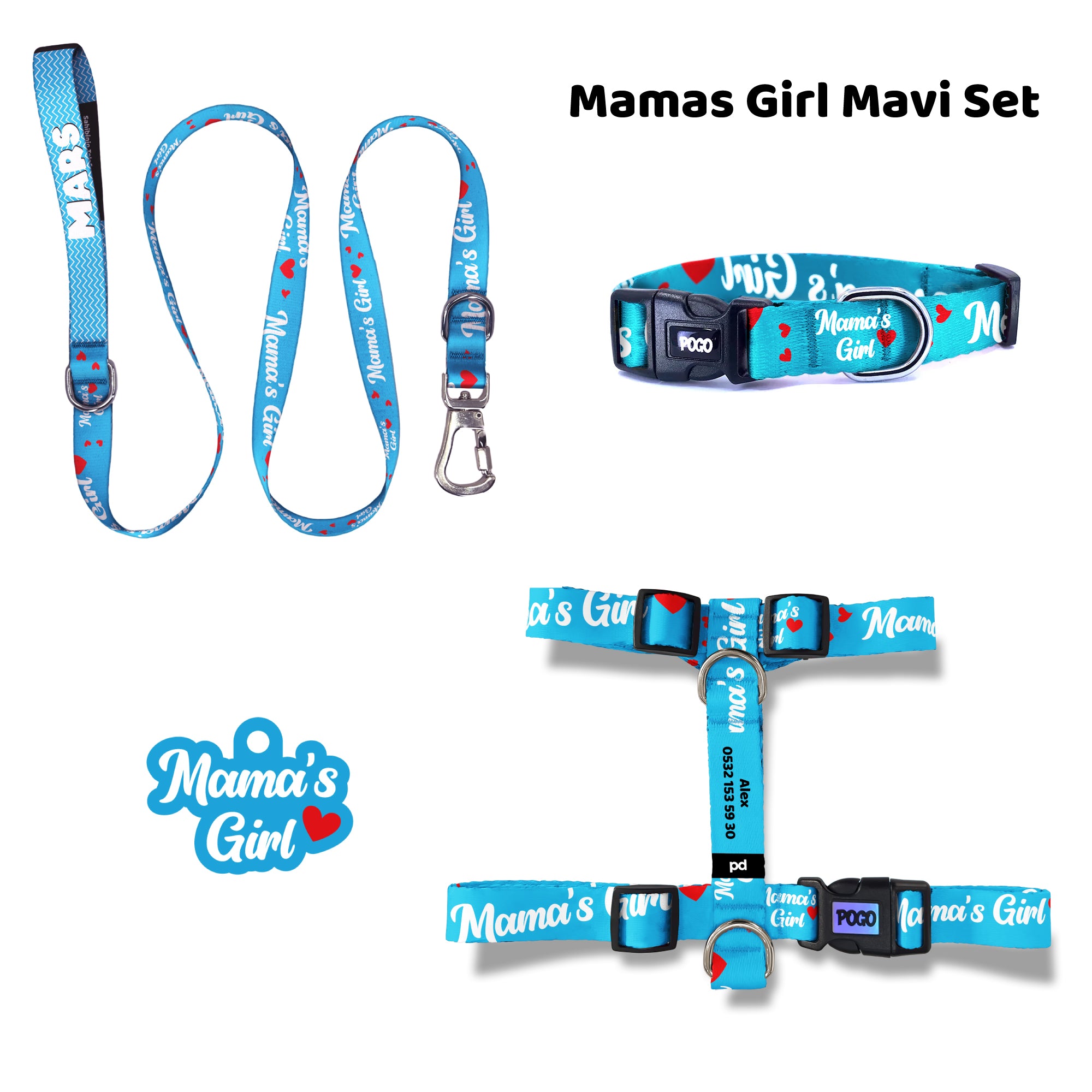 Mamas Girl Mavi | Tasma ve Künye Seti