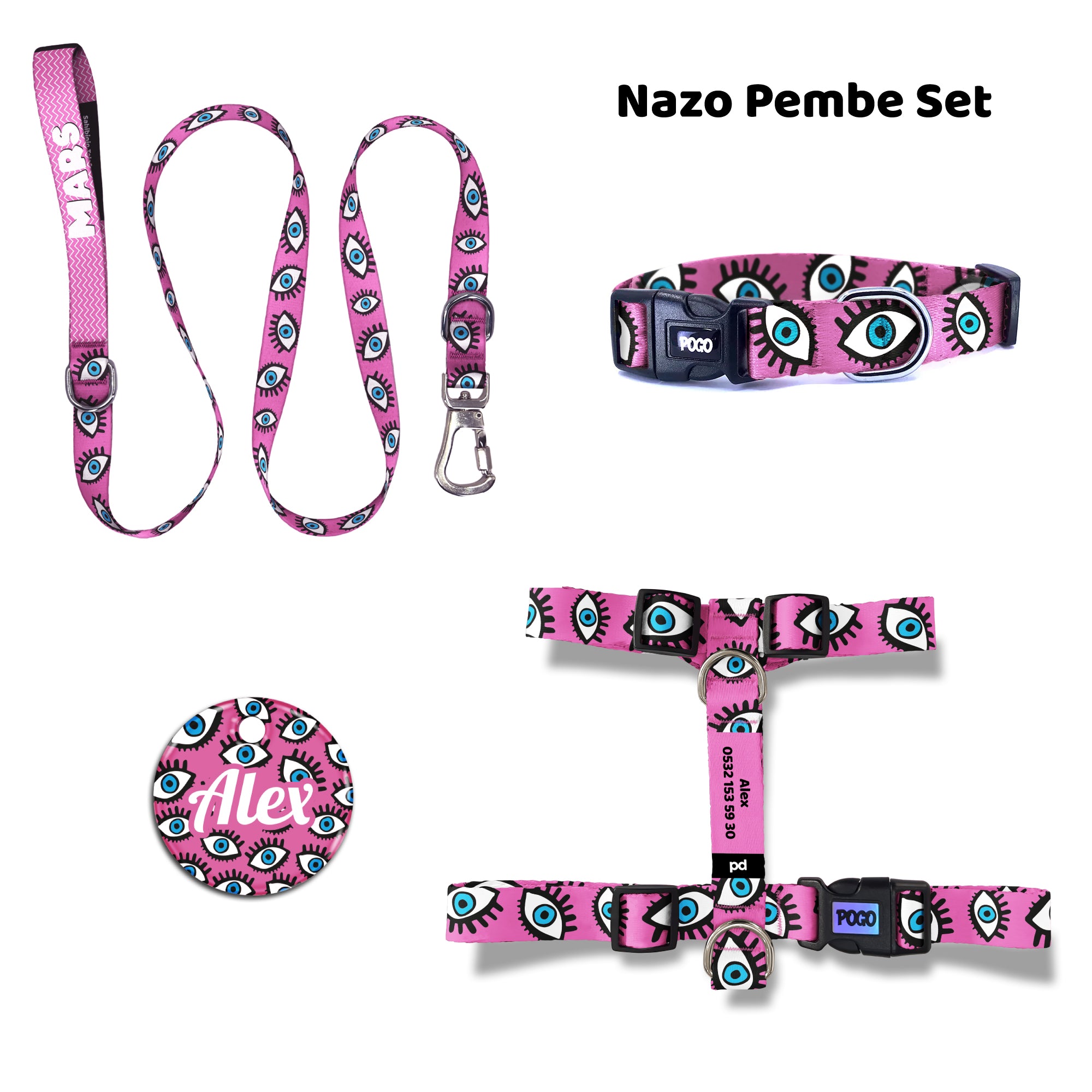 Nazo Pembe | Tasma ve Künye Seti