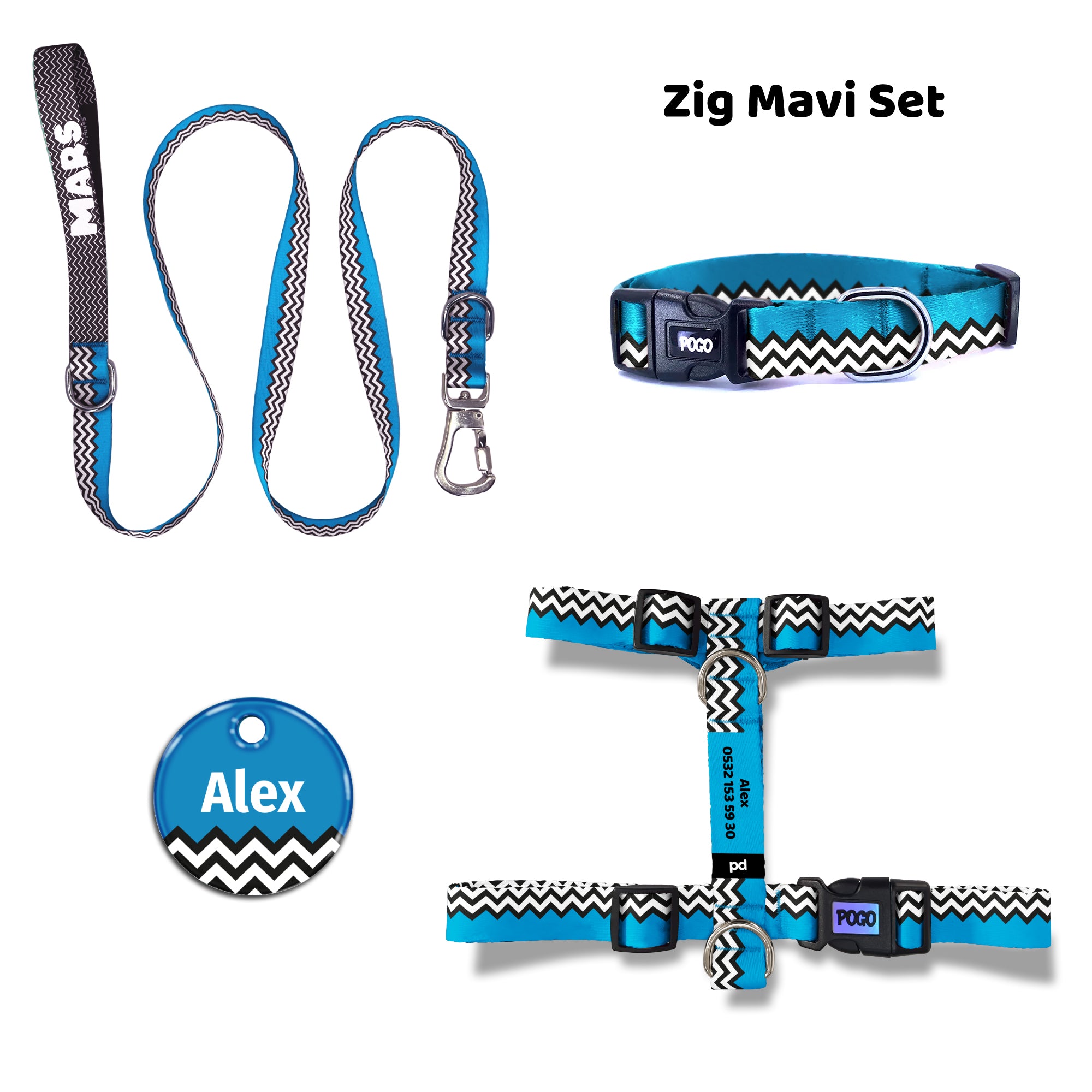 Zig Mavi | Tasma ve Künye Seti