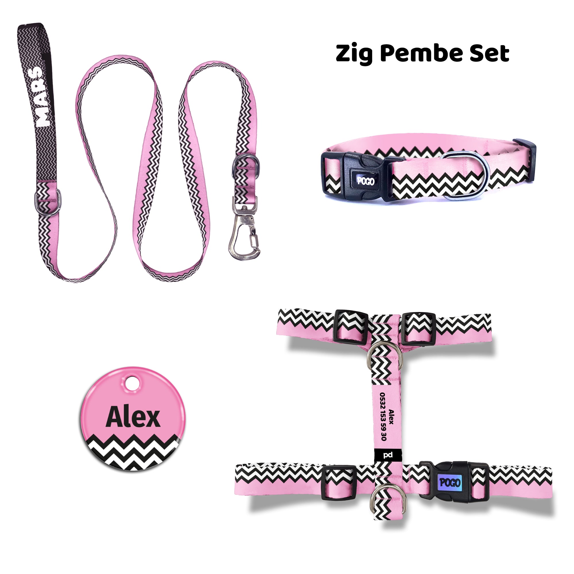 Zig Pembe | Tasma ve Künye Seti