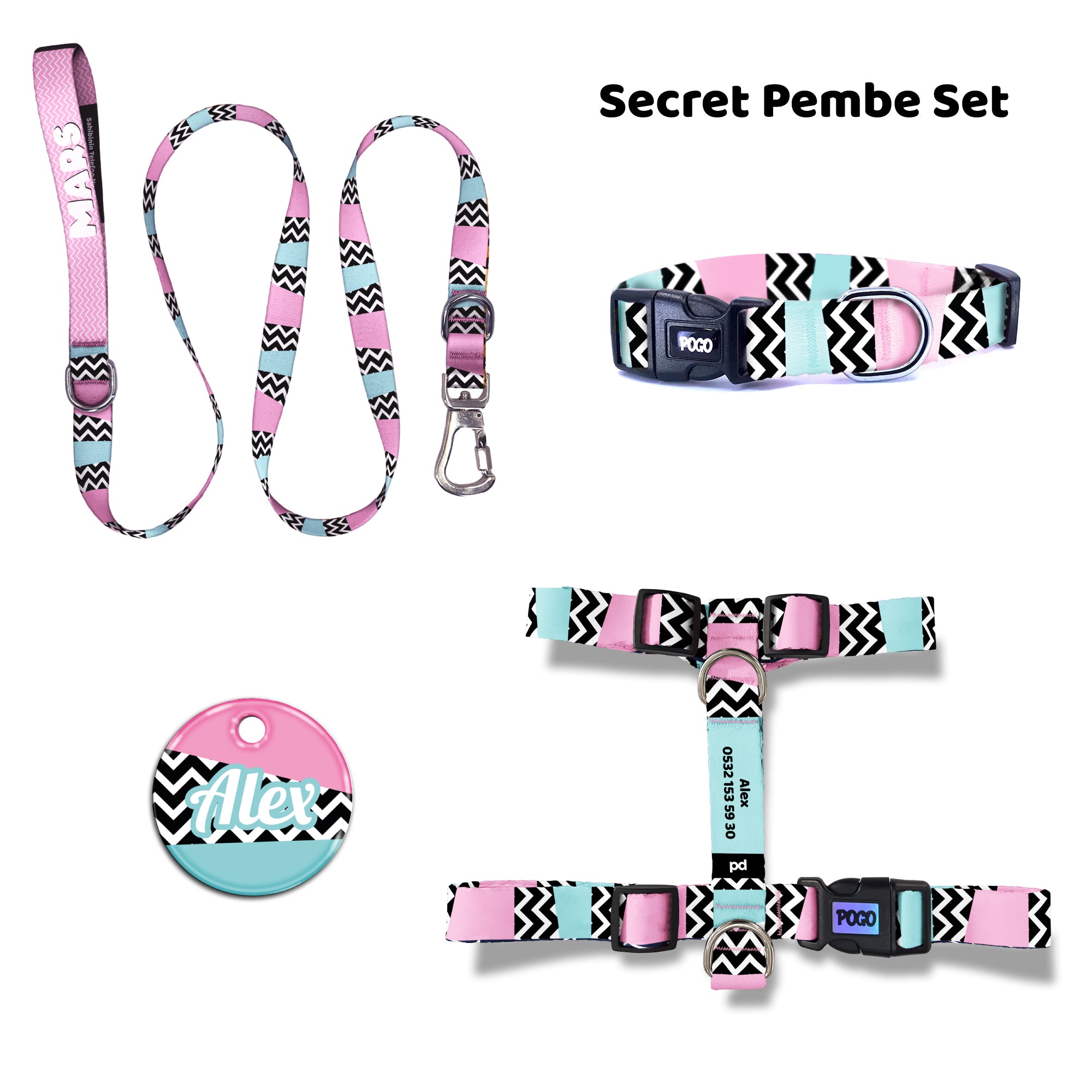 Secret Pembe | Tasma ve Künye Seti