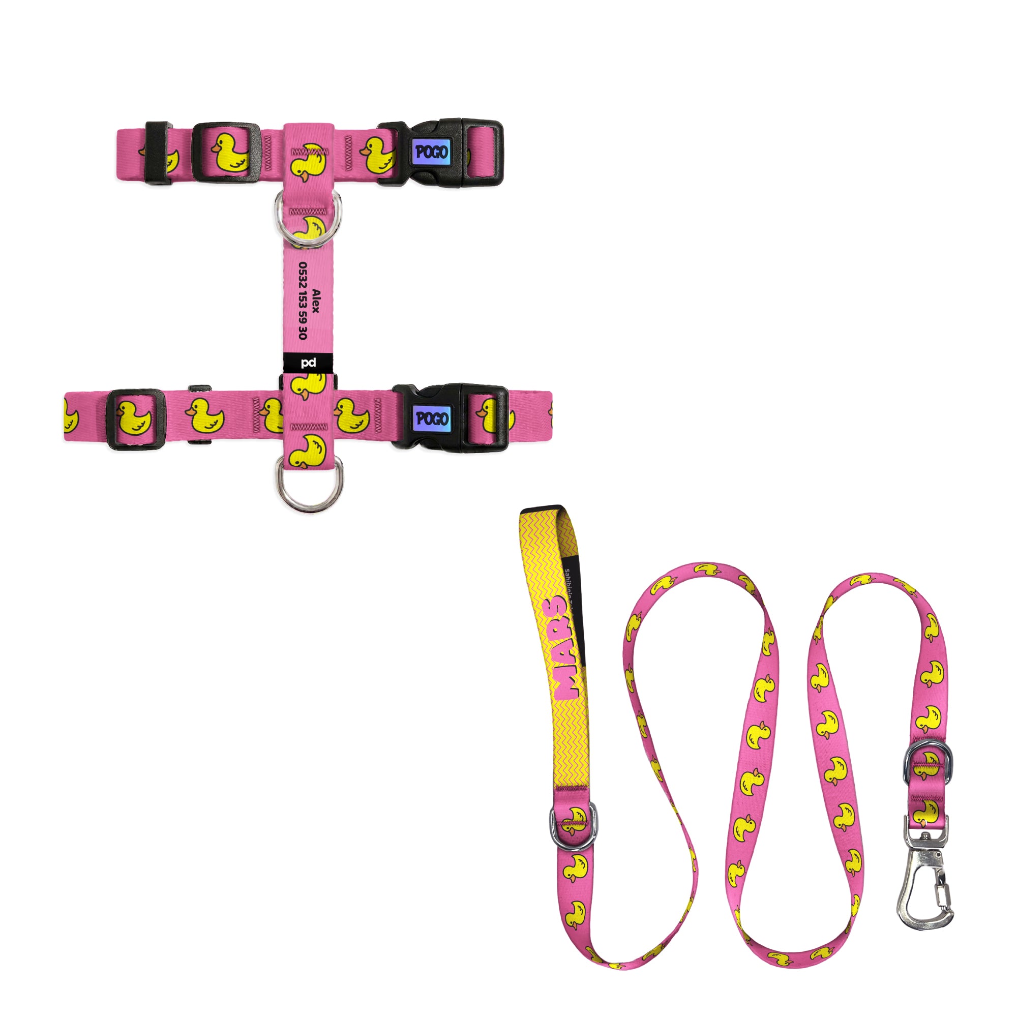 Pink Duck Kedi Gezdirme Seti - Göğüs Tasması ve İp