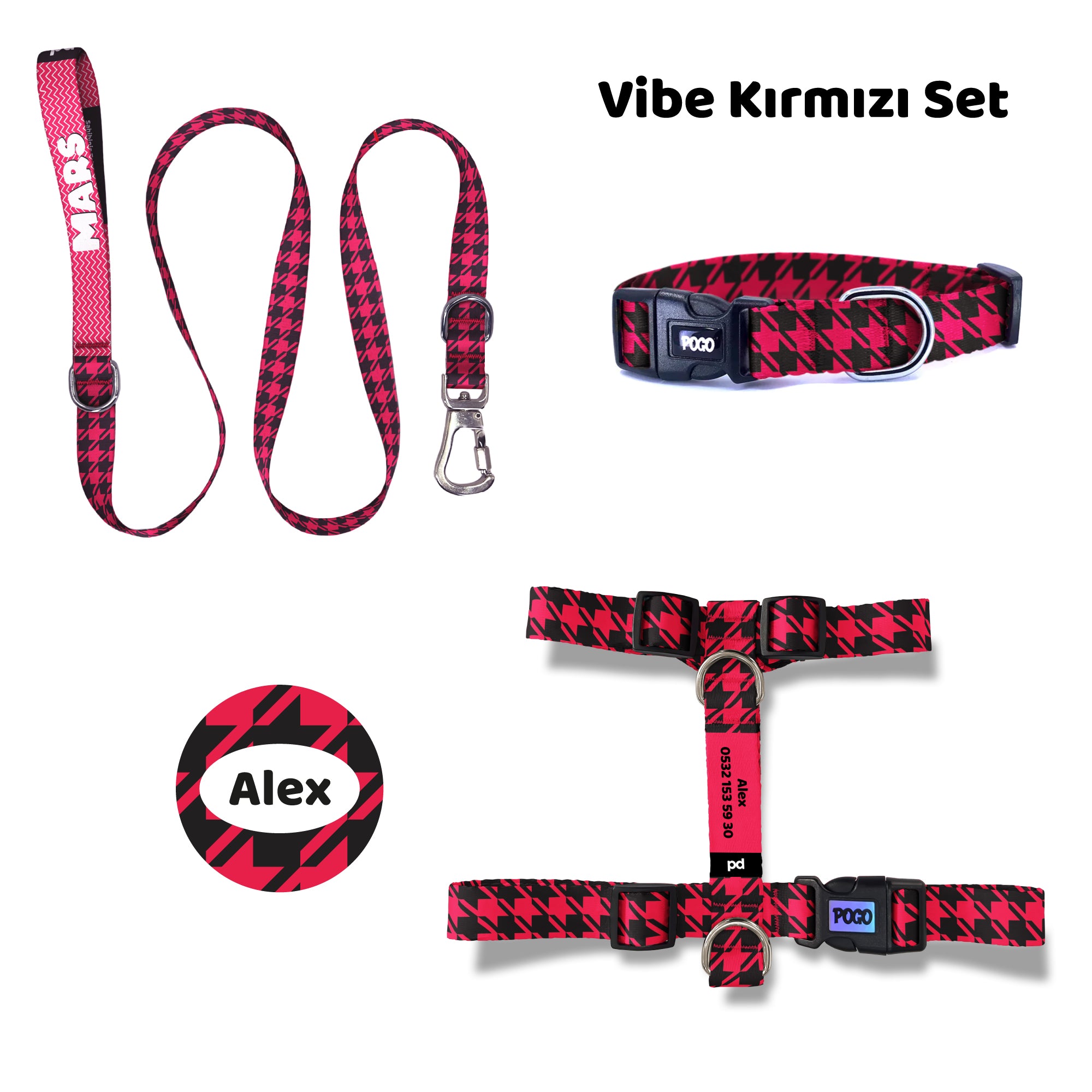 Vibe Kırmızı | Tasma ve Künye Seti