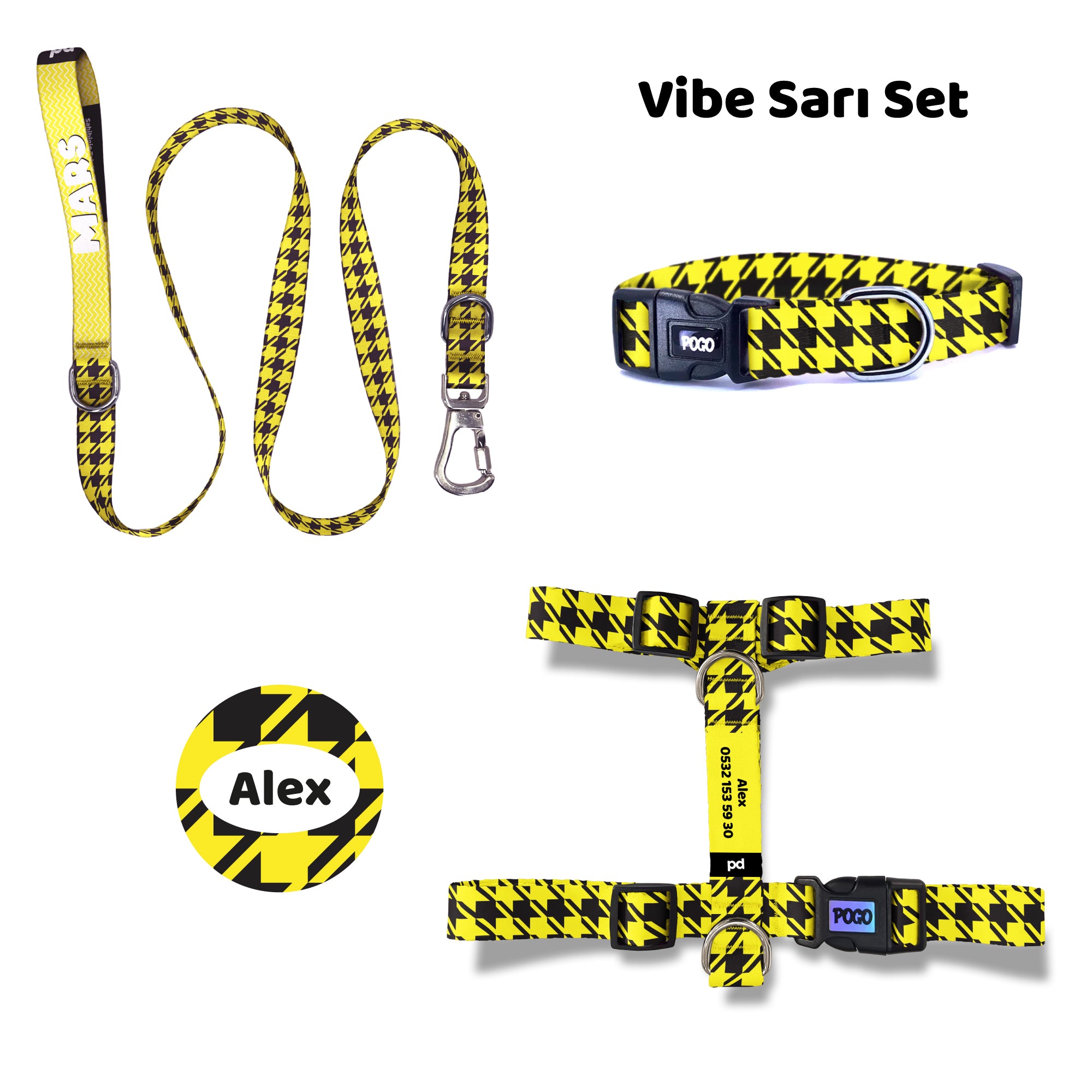 Vibe Sarı | Tasma ve Künye Seti