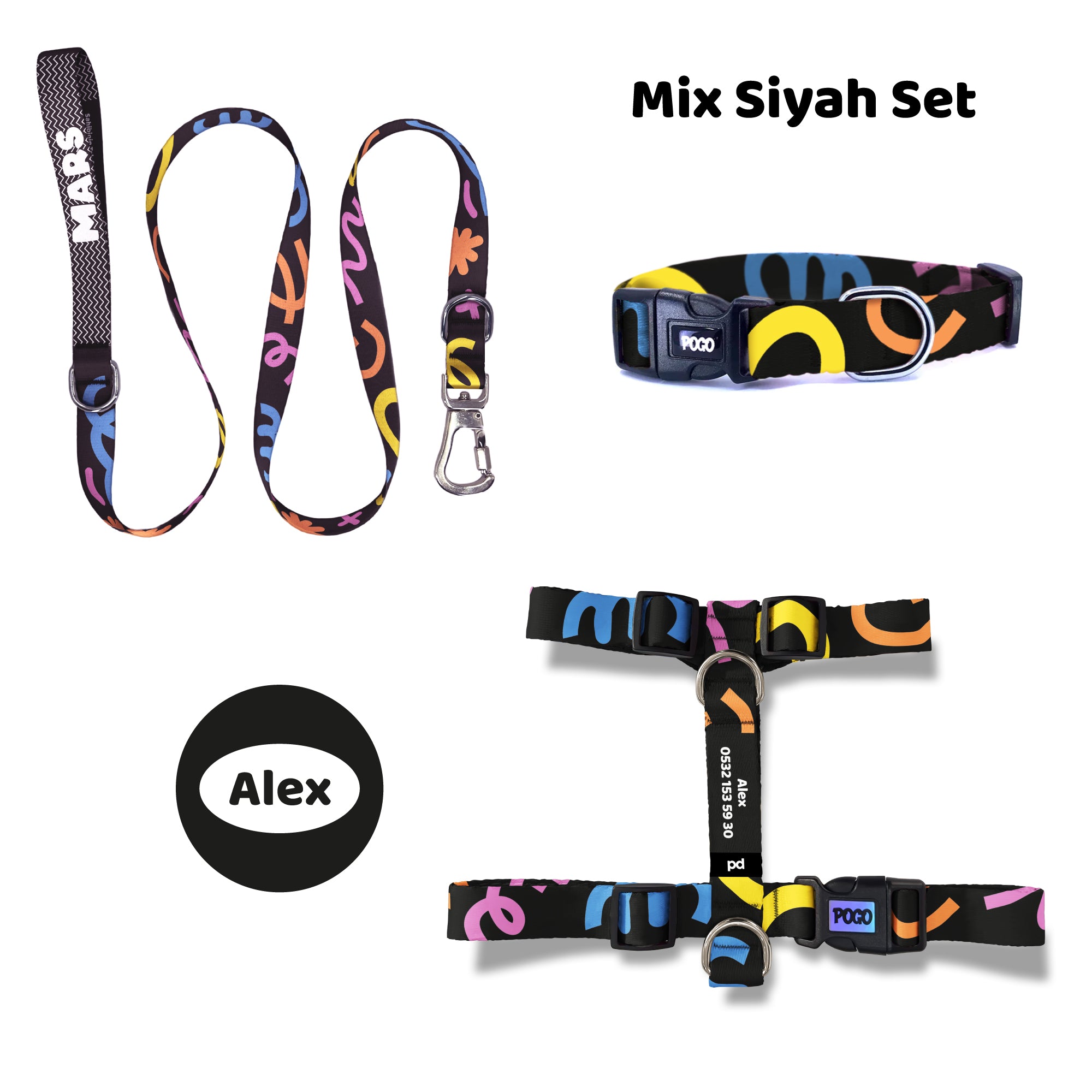 Mix Siyah | Tasma ve Künye Seti