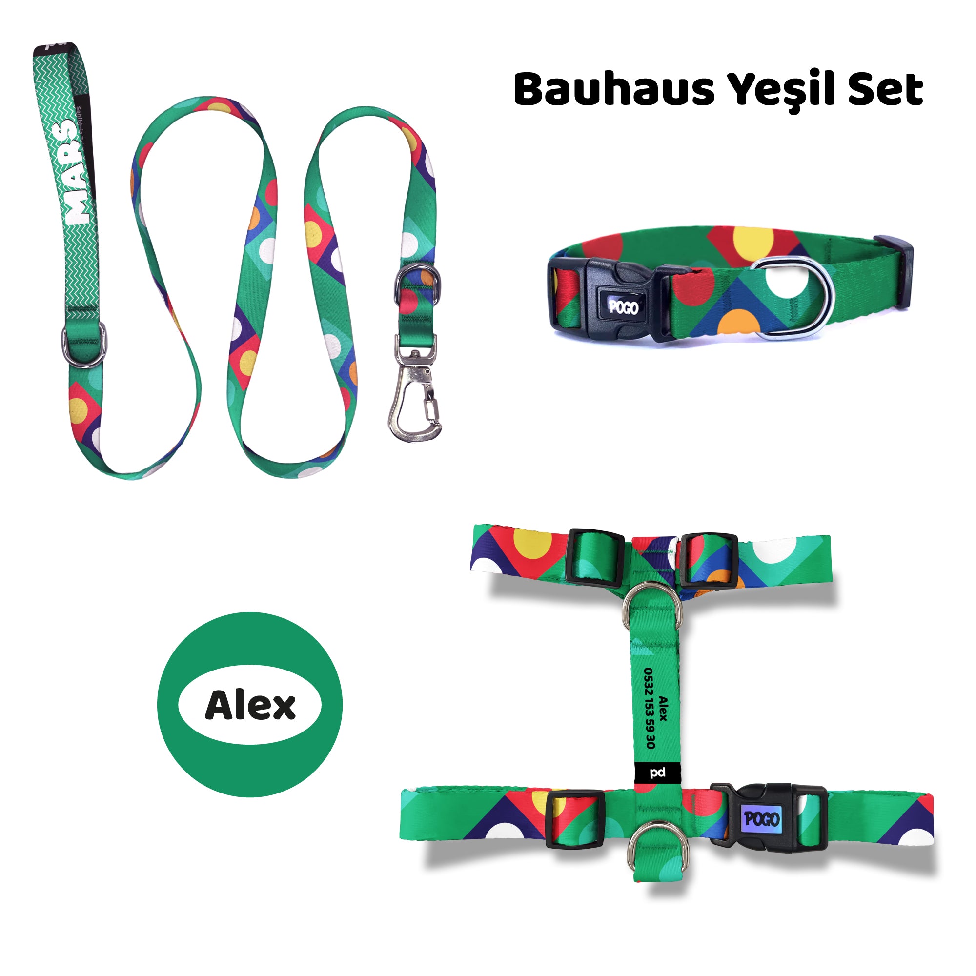 Bauhaus Yeşil | Tasma ve Künye Seti