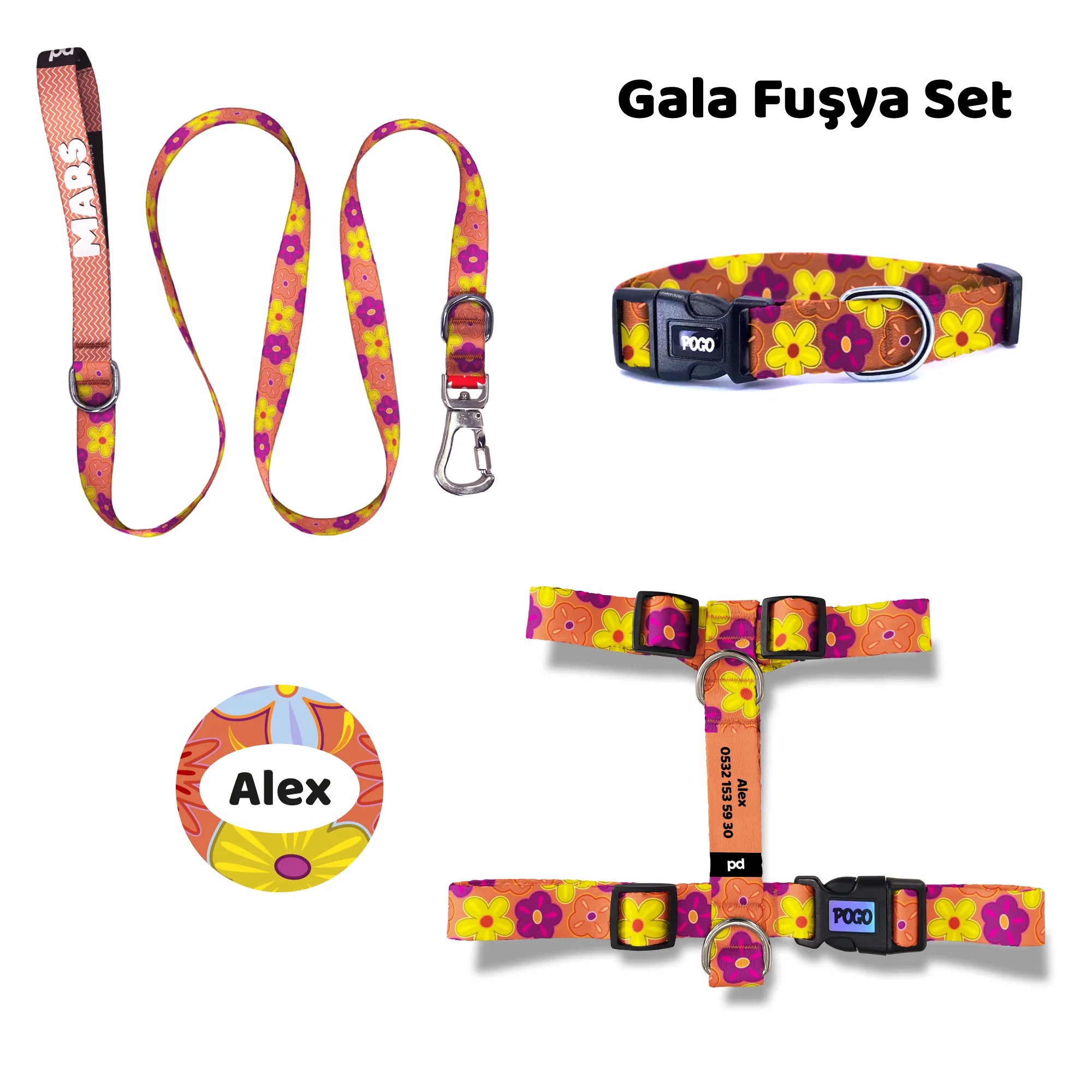 Gala Fuşya | Tasma ve Künye Seti