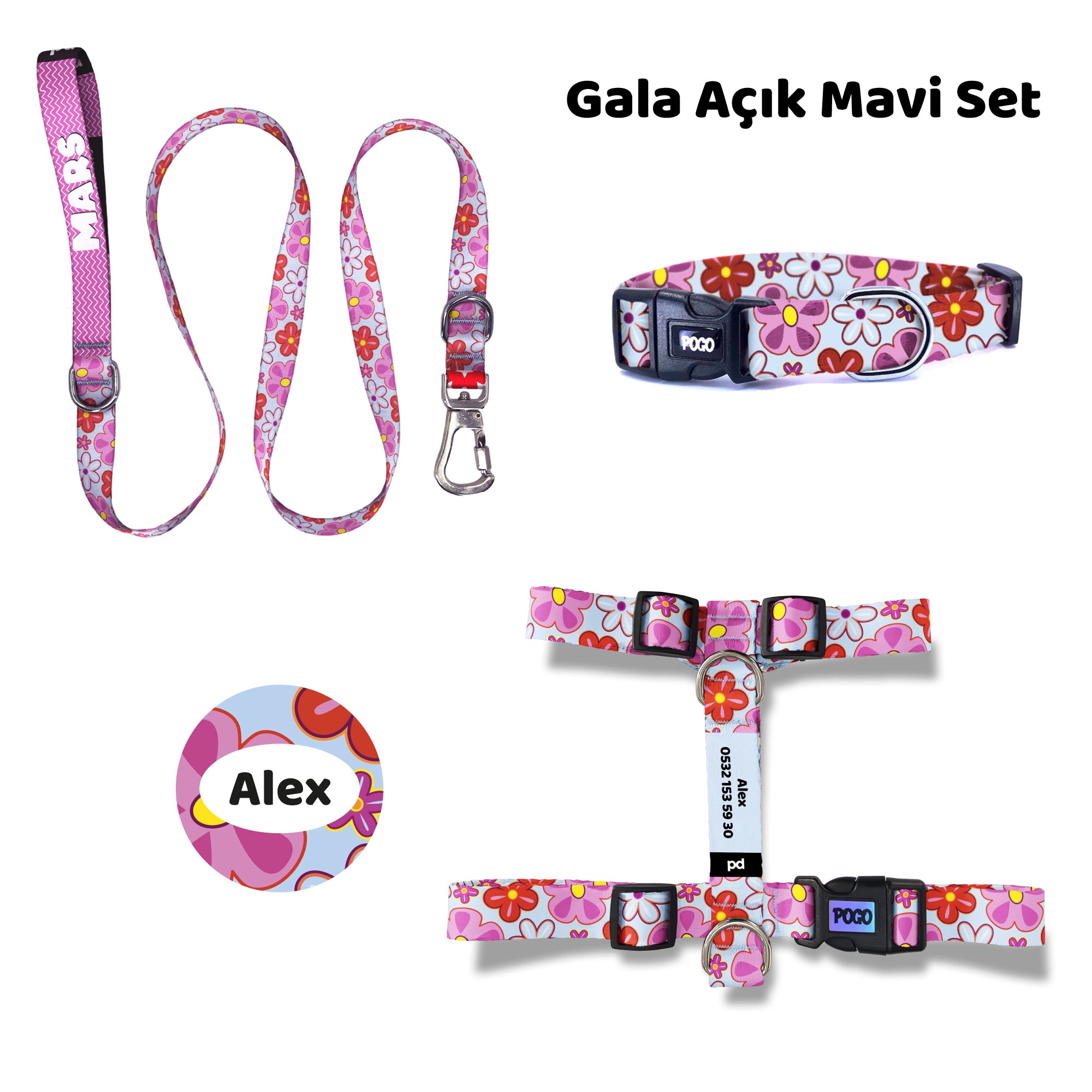 Gala Açık Mavi | Tasma ve Künye Seti