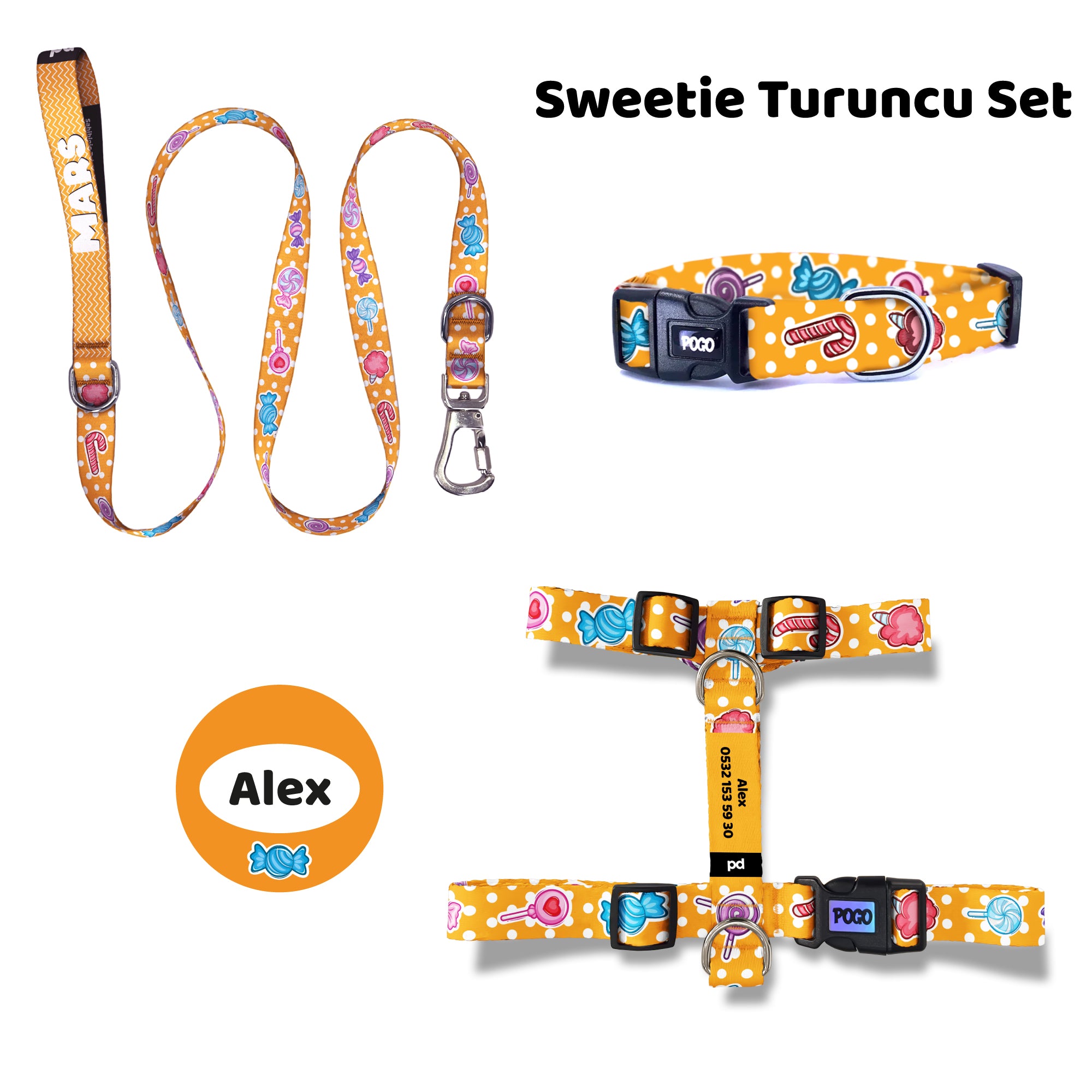 Sweetie Turuncu | Tasma ve Künye Seti