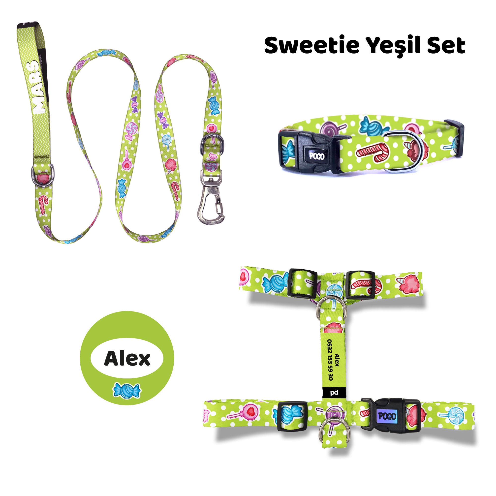 Sweetie Yeşil | Tasma ve Künye Seti
