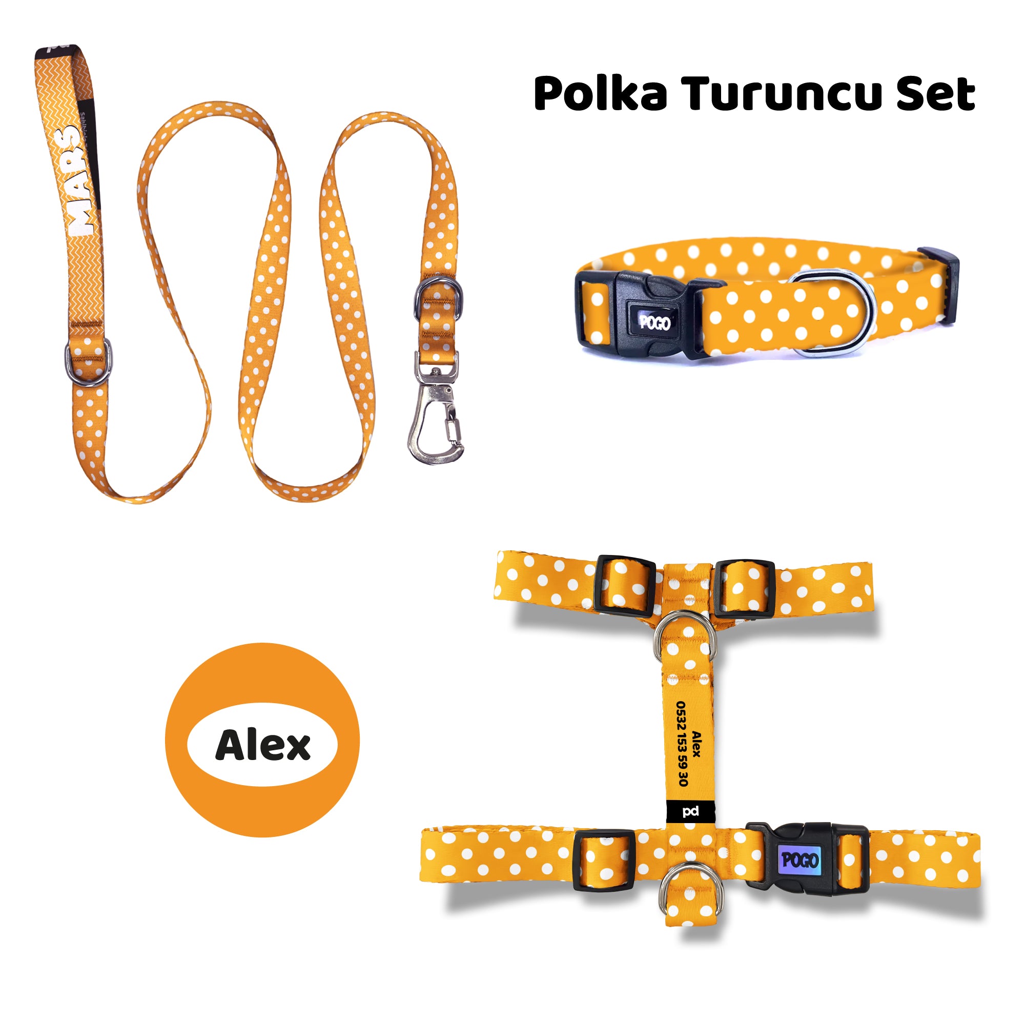 Polka Turuncu | Tasma ve Künye Seti