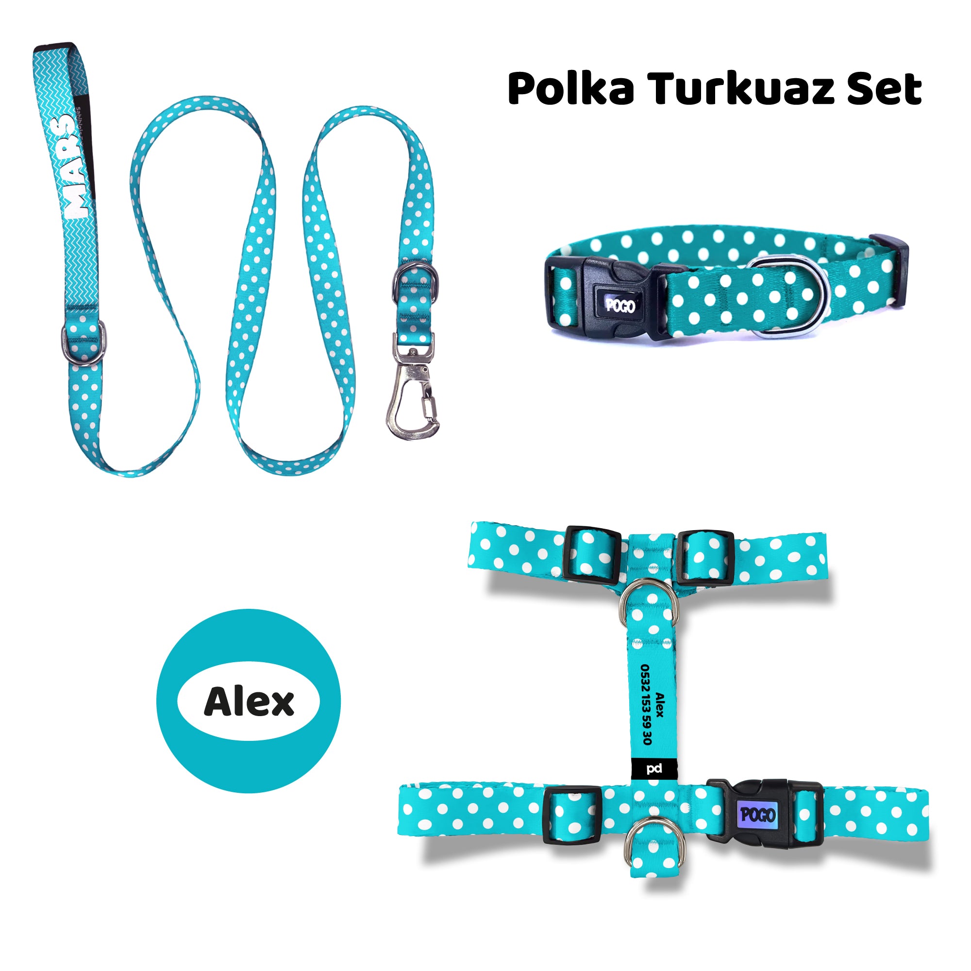 Polka Turkuaz | Tasma ve Künye Seti