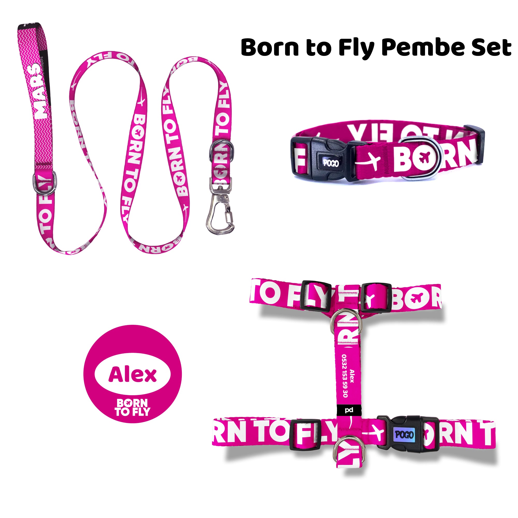 Born to Fly Pembe | Tasma ve Künye Seti