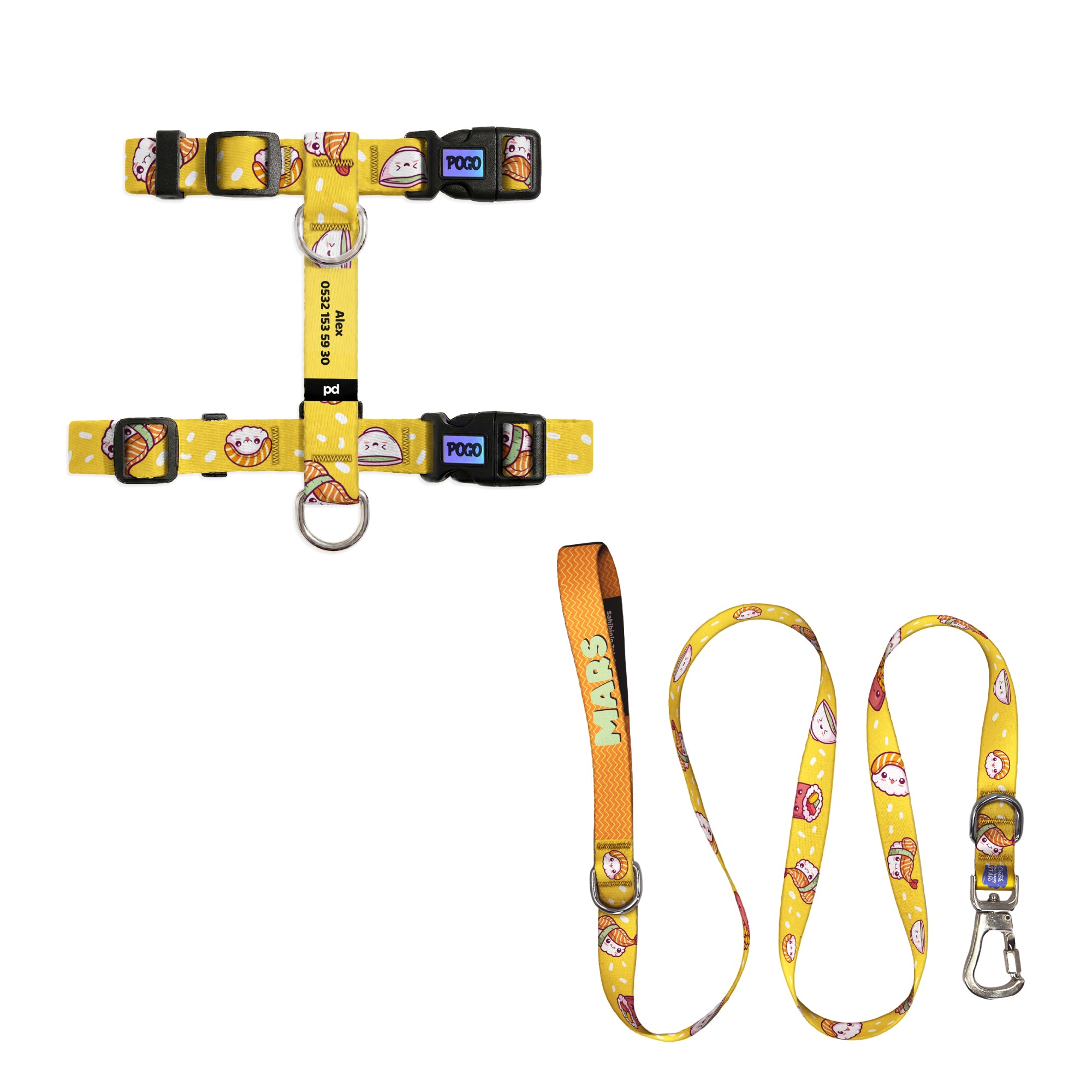 Sushi Kedi Gezdirme Seti - Göğüs Tasması ve İp