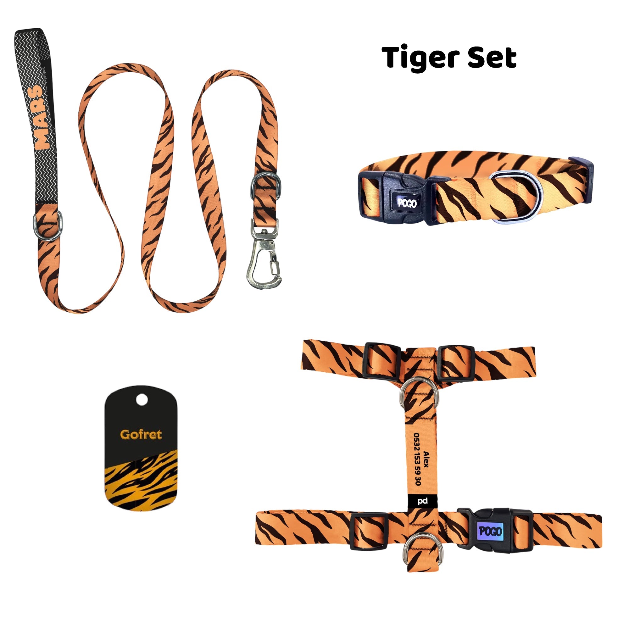Tiger | Tasma ve Künye Seti - Evcil hayvanlar için mükemmel bir ürün.