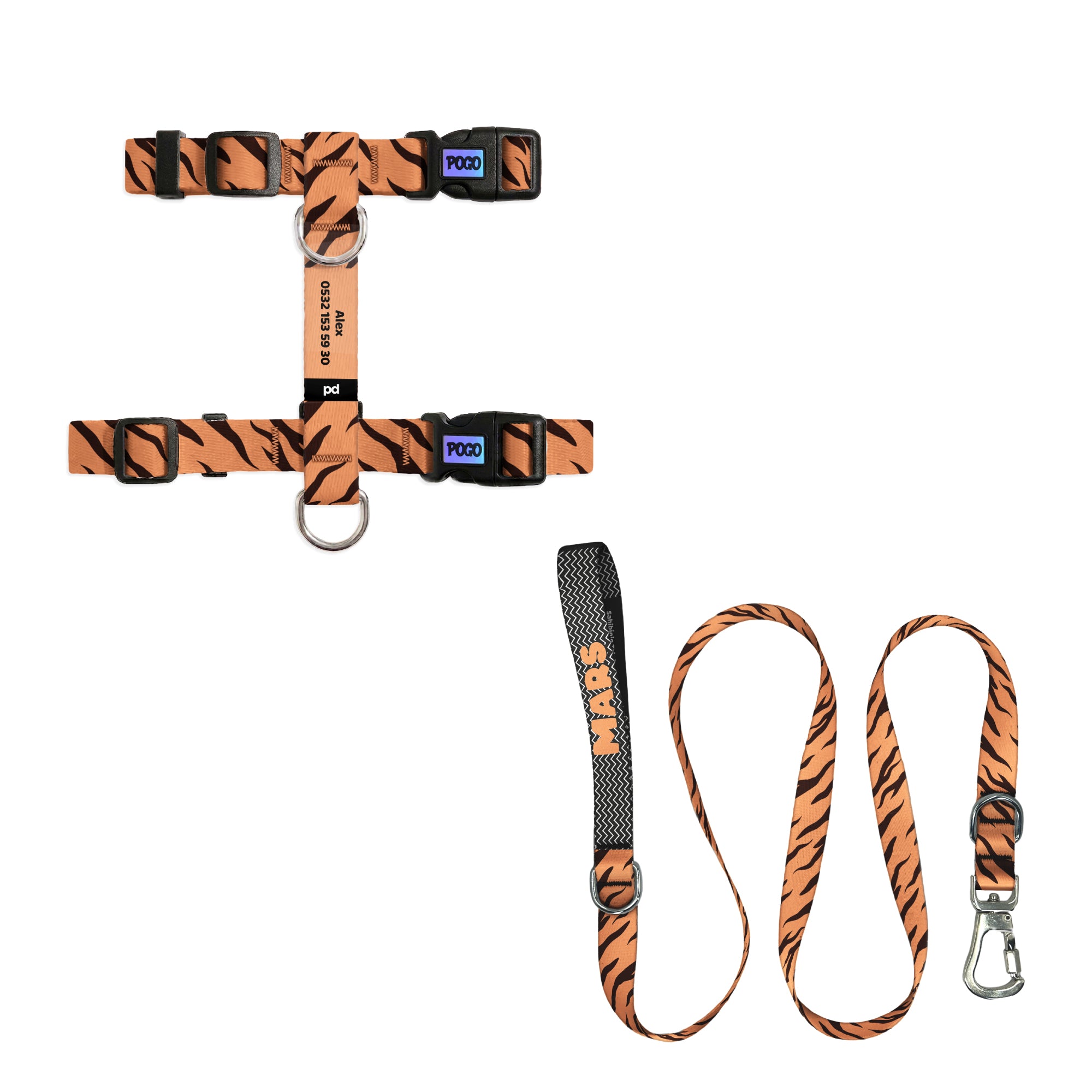 Tiger Kedi Gezdirme Seti - Göğüs Tasması ve İp
