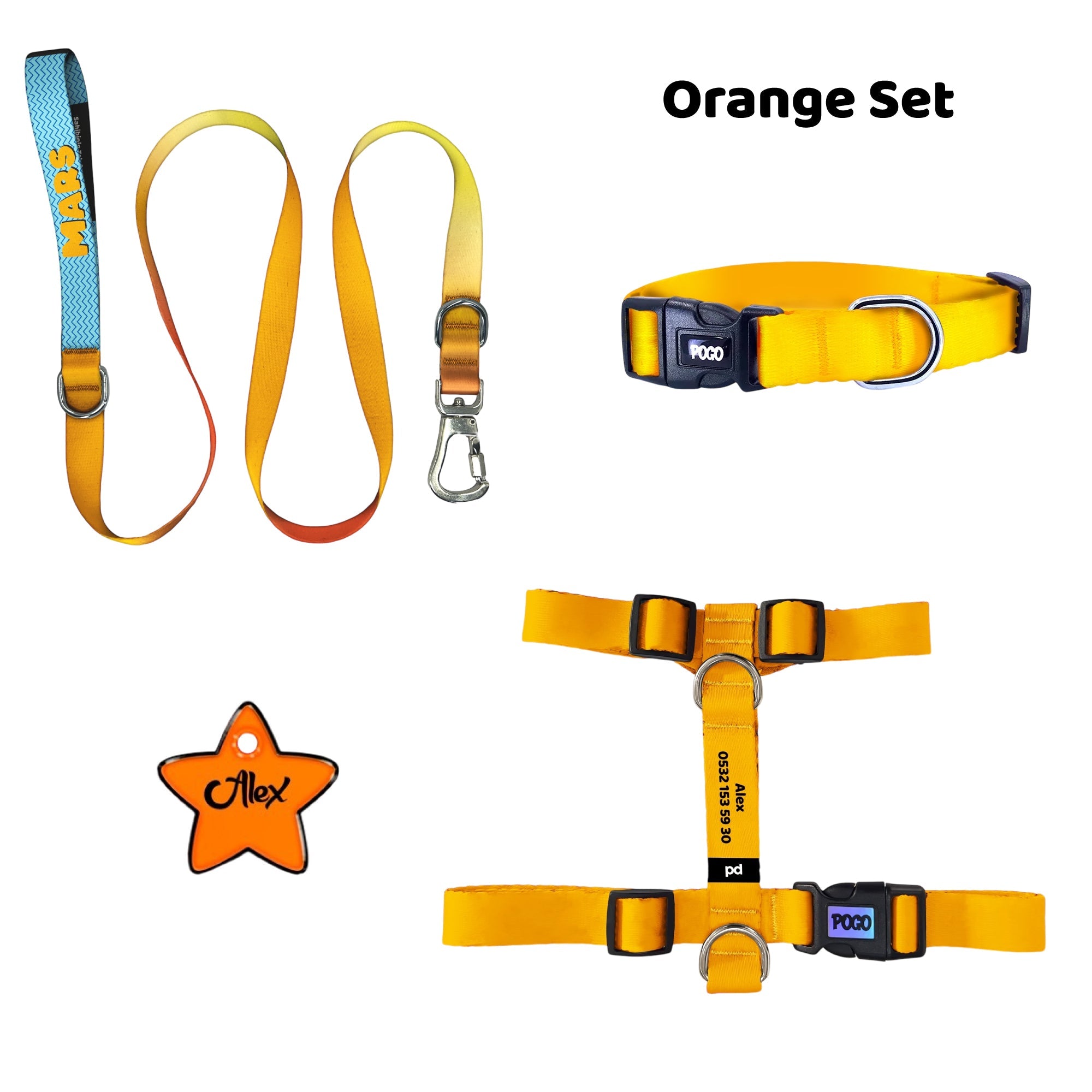 Orange | Tasma ve Künye Seti - Evcil hayvanlar için mükemmel bir ürün.