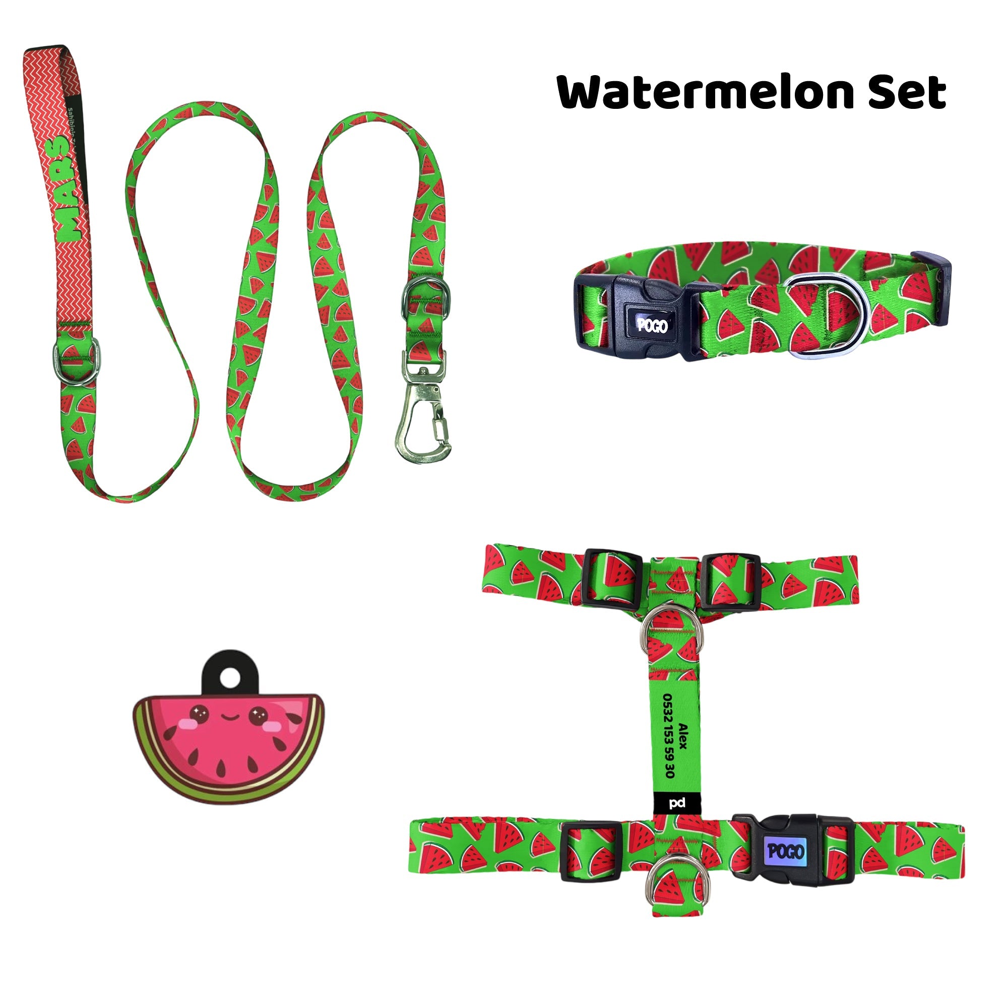 Watermelon | Tasma ve Künye Seti - Evcil hayvanlar için mükemmel bir ürün.
