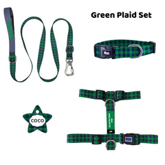 Green Plaid | Tasma ve Künye Seti - Evcil hayvanlar için mükemmel bir ürün.
