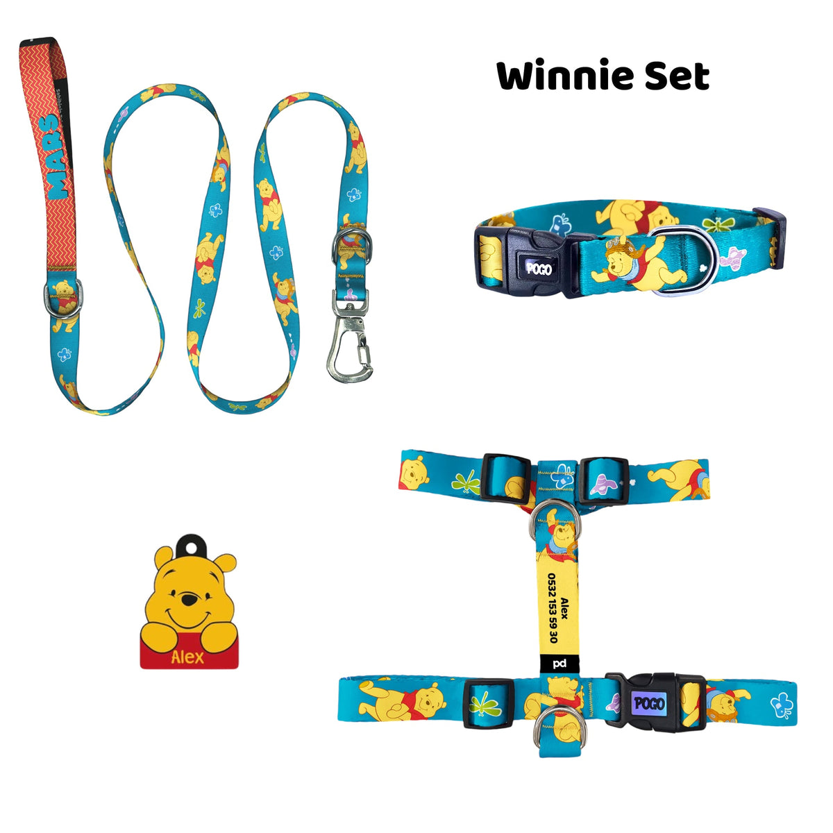Winnie | Tasma ve Künye Seti - Evcil hayvanlar için mükemmel bir ürün.