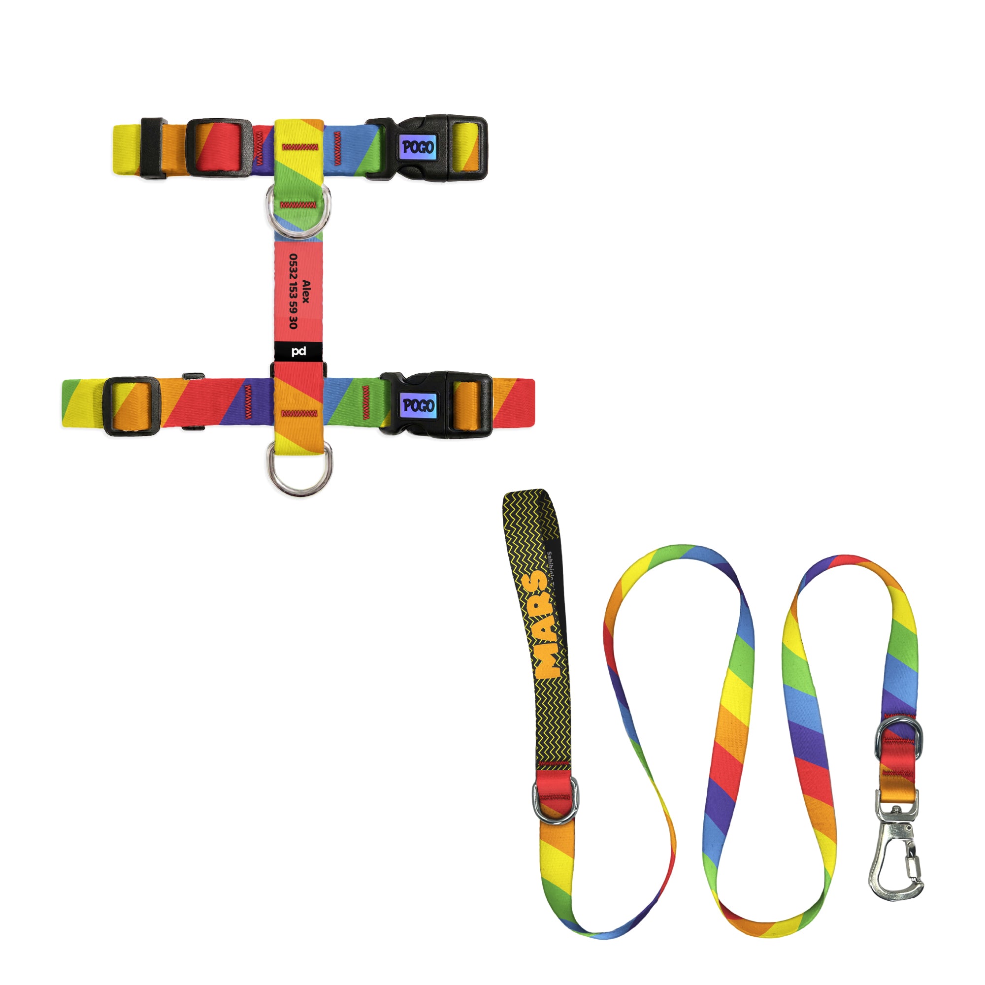 Rainbow Kedi Gezdirme Seti - Göğüs Tasması ve İp
