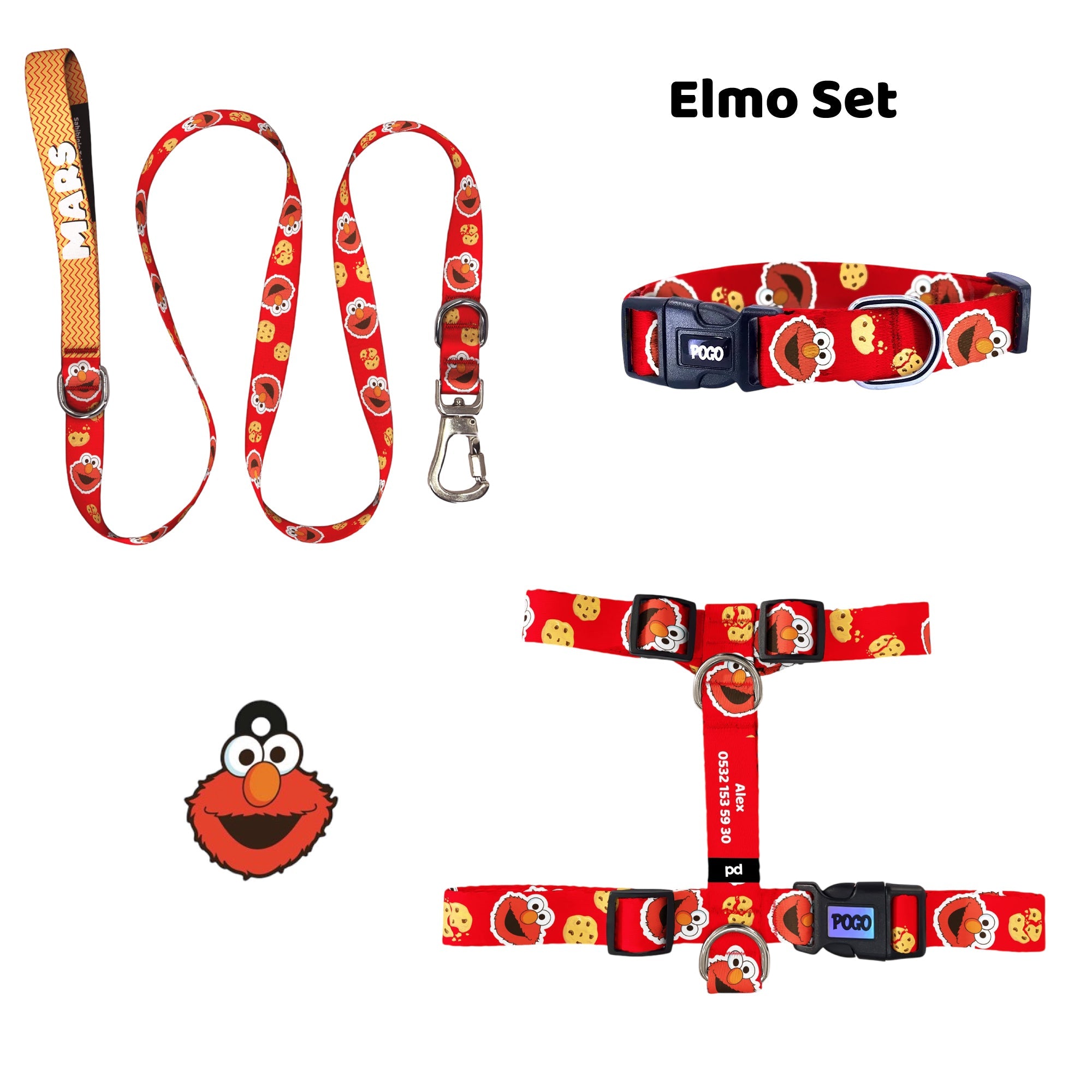 Elmo | Tasma ve Künye Seti - Evcil hayvanlar için mükemmel bir ürün.
