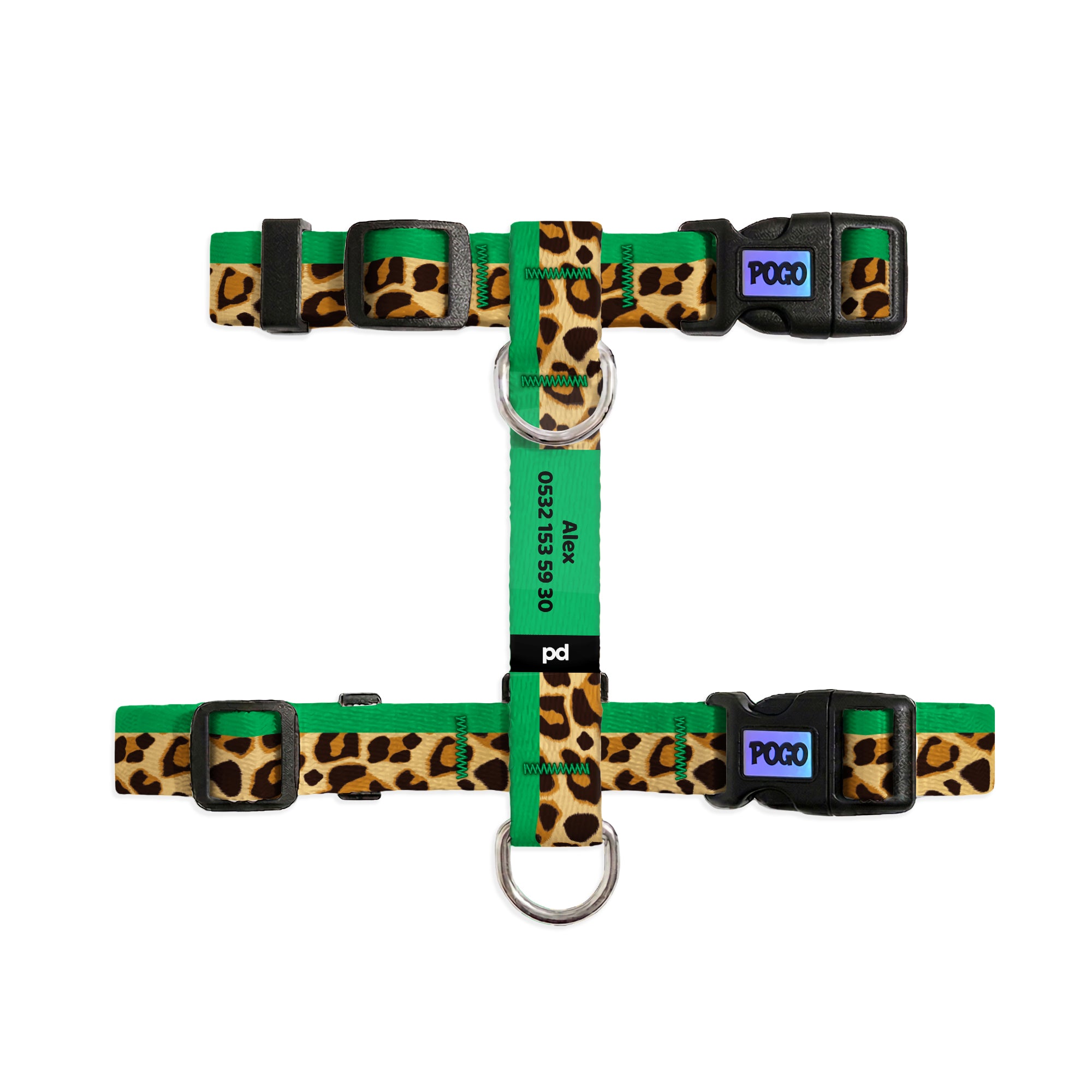 Leopard Yeşil Kedi Göğüs Tasması