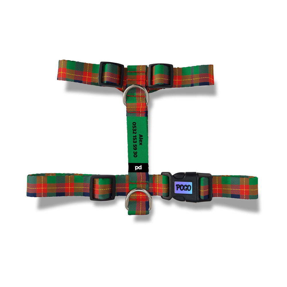 Red Green Plaid | Köpek Göğüs Tasması - Evcil hayvanlar için mükemmel bir ürün.