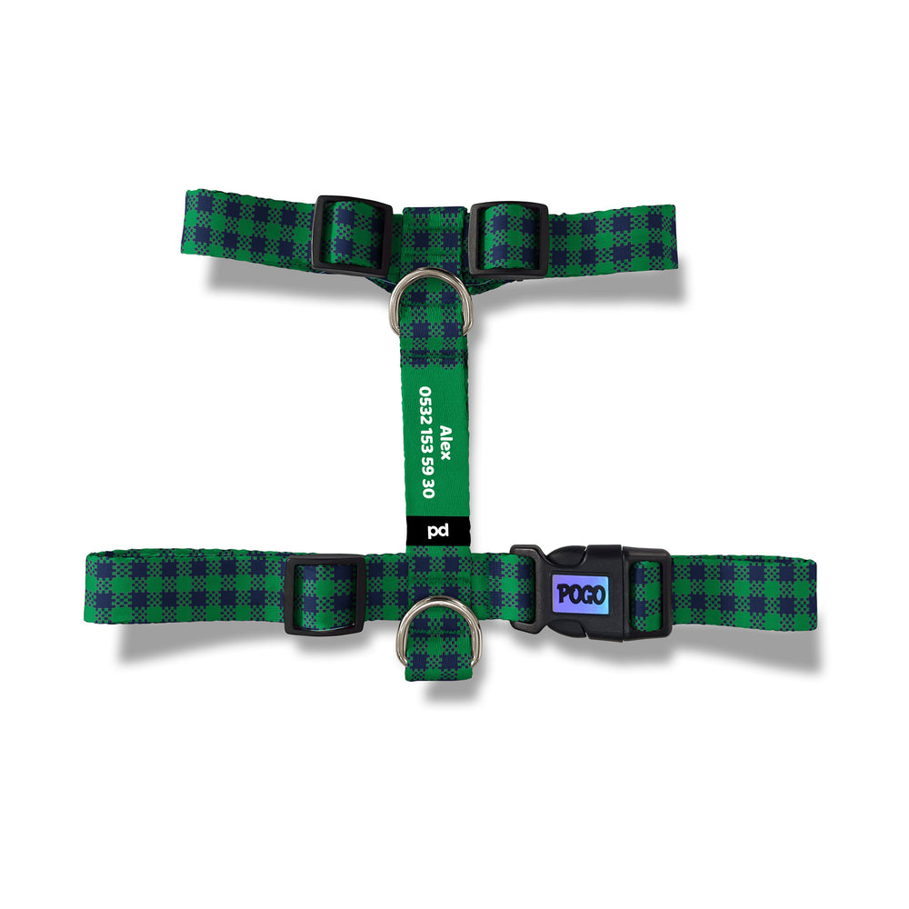 Green Plaid | Köpek Göğüs Tasması - Evcil hayvanlar için mükemmel bir ürün.