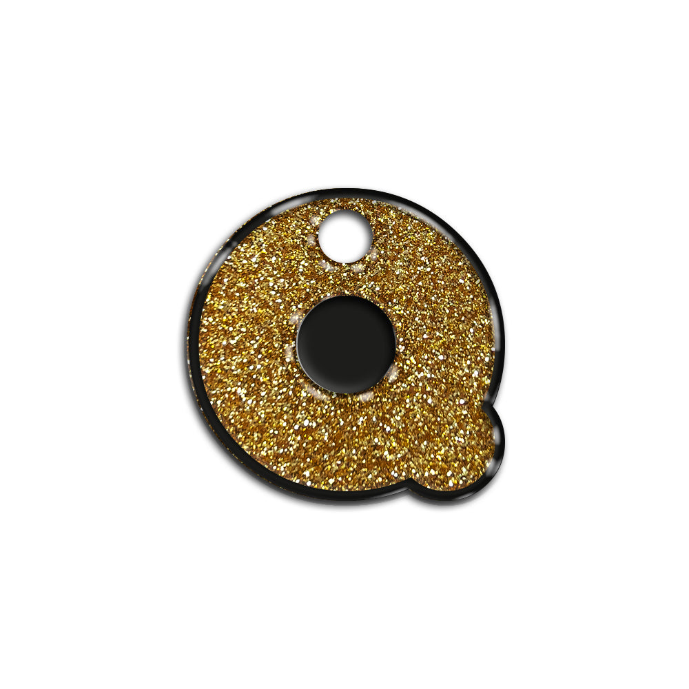 Q Harfi Rounded Altın Glitter | İsimlik