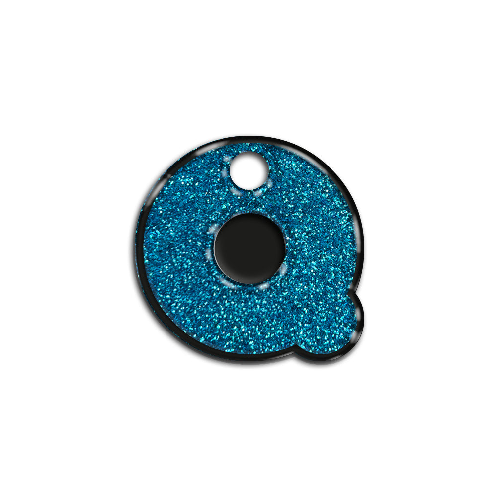 Q Harfi Rounded Mavi Glitter | İsimlik