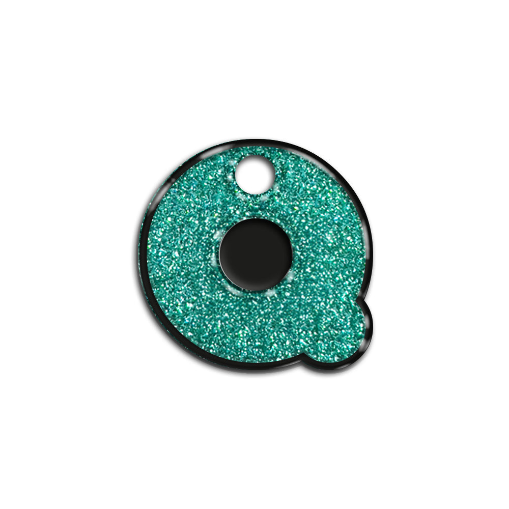 Q Harfi Rounded Su Yeşil Glitter | İsimlik