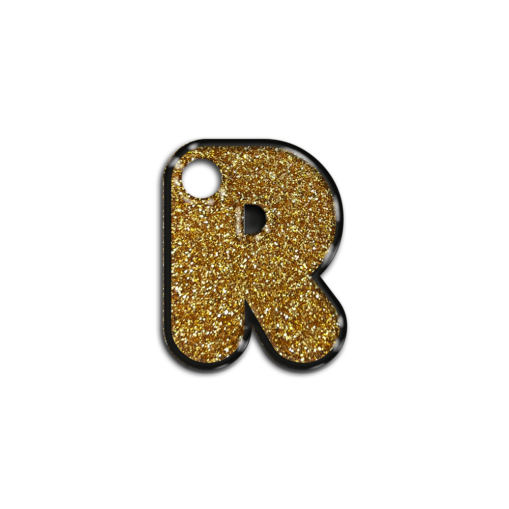 R Harfi Rounded Altın Glitter | İsimlik