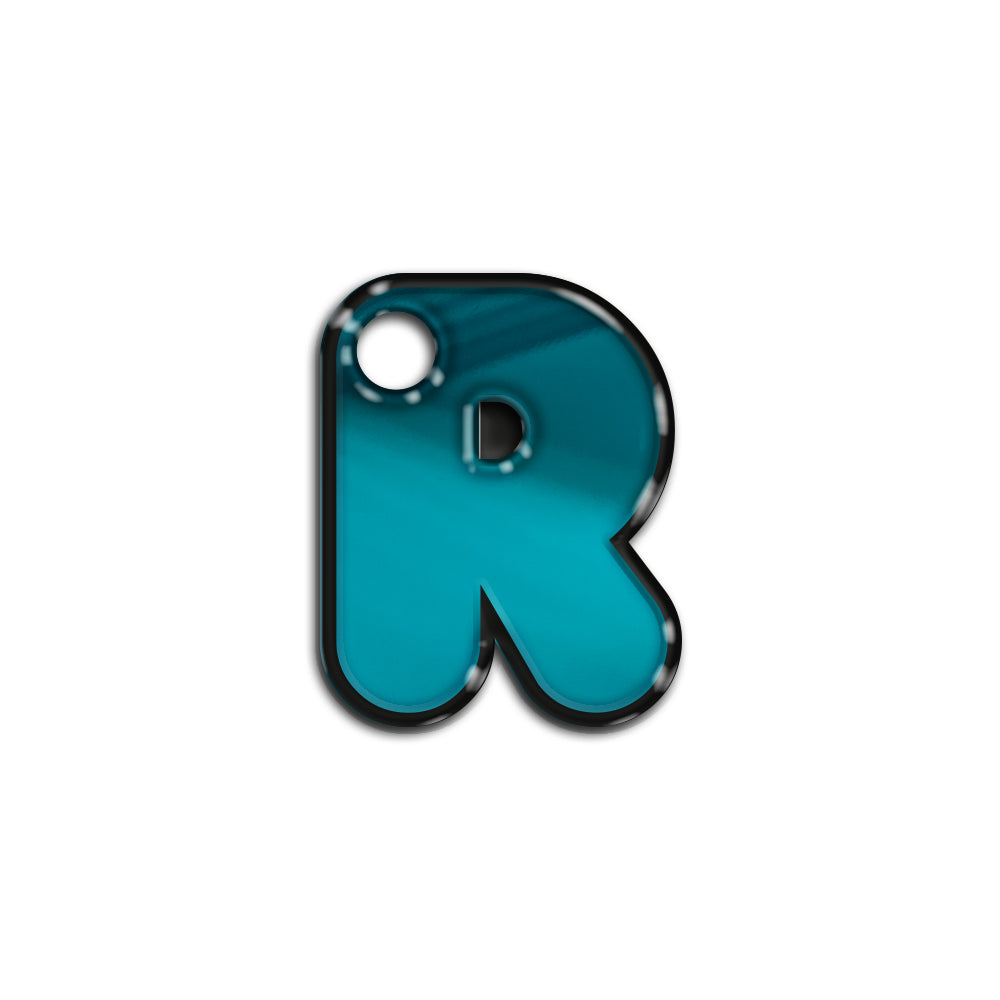 R Harfi Rounded Mavi Metalik | İsimlik