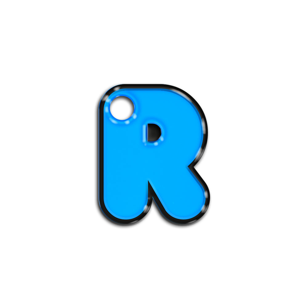 R Harfi Rounded Mavi Neon | İsimlik