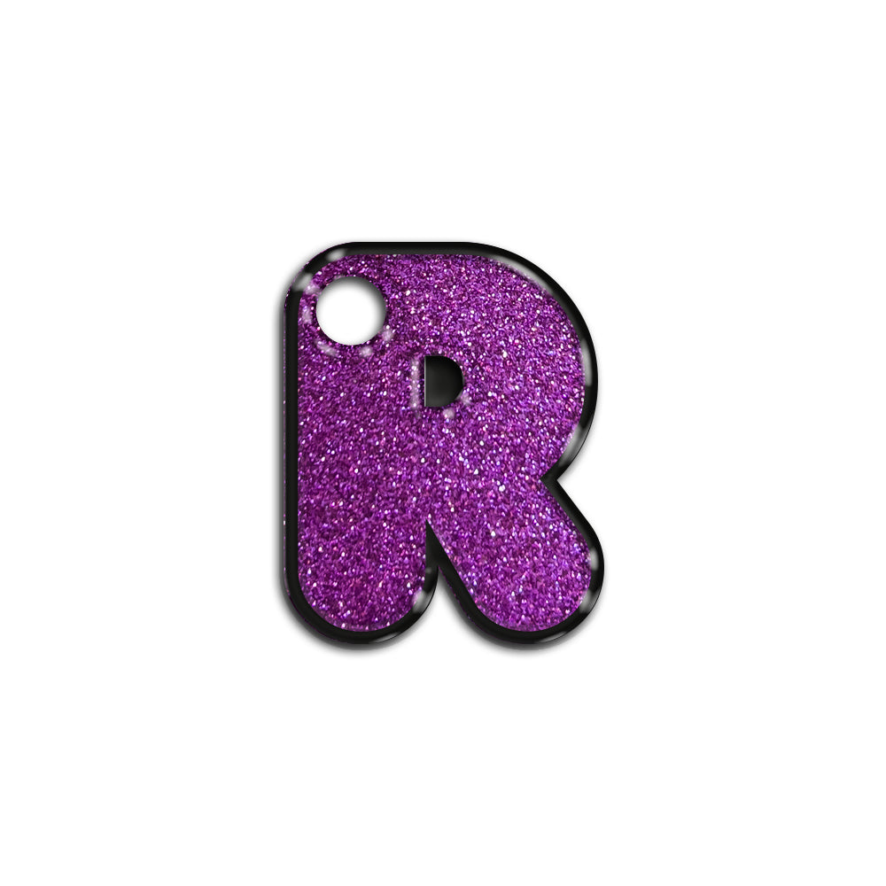 R Harfi Rounded Mor Glitter | İsimlik