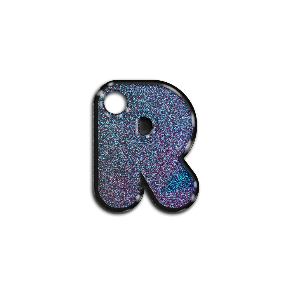 R Harfi Rounded Opal Mavi Glitter | İsimlik