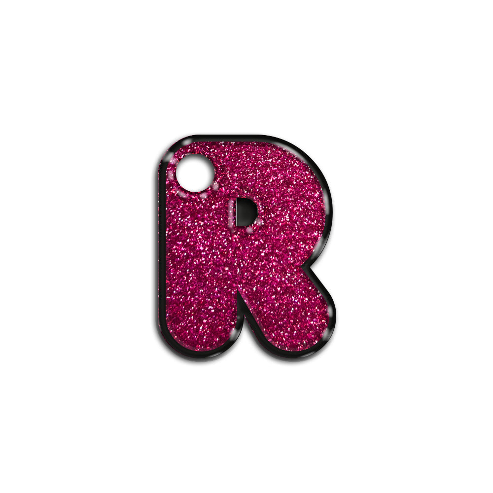 R Harfi Rounded Fuşya Glitter | İsimlik