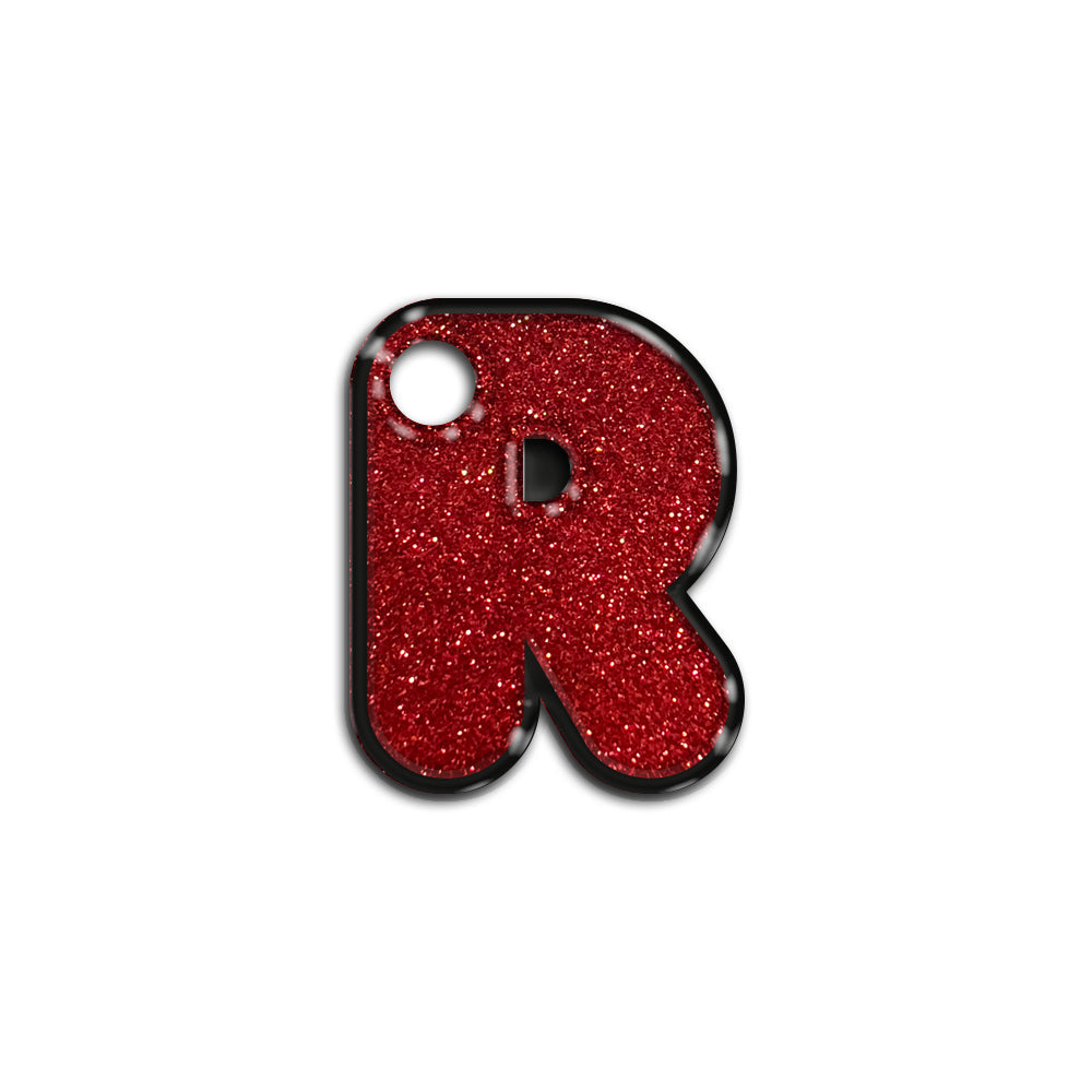 R Harfi Rounded Red Glitter | İsimlik