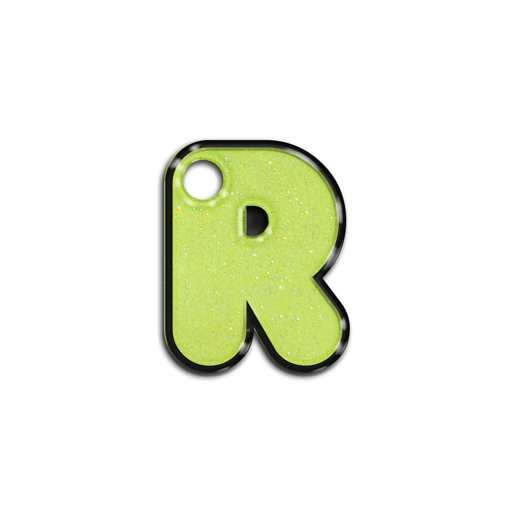 R Harfi Rounded Sarı Glitter | İsimlik