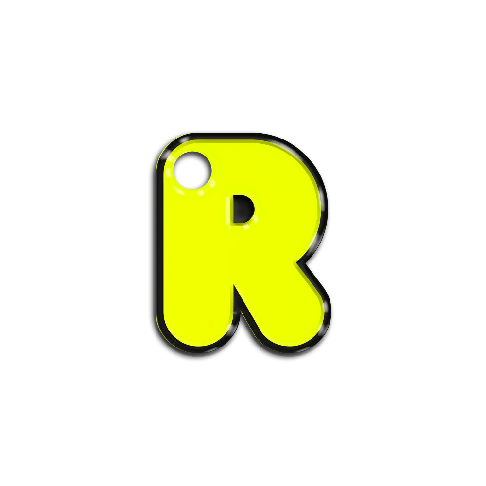 R Harfi Rounded Sarı Neon | İsimlik