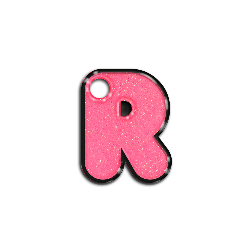 R Harfi Rounded Şeker Pembe Glitter | İsimlik