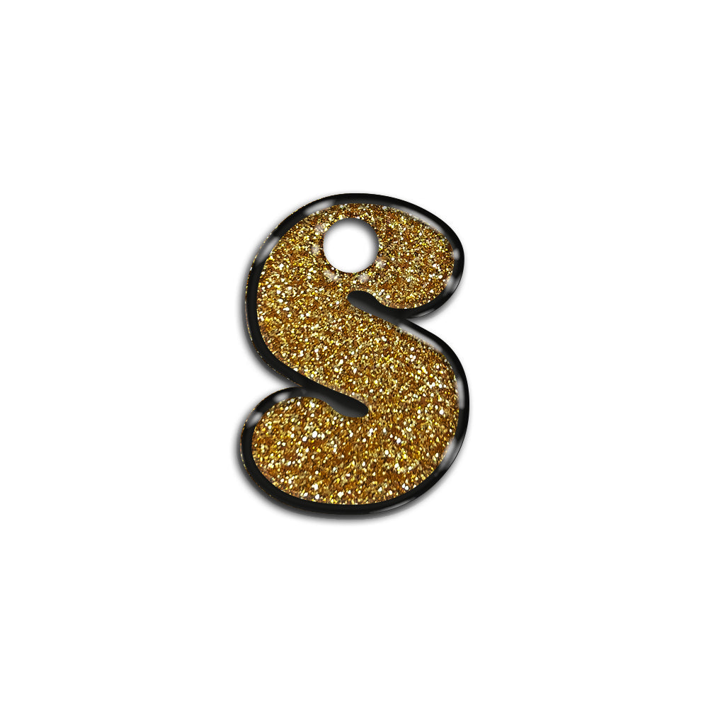 S Harfi Rounded Altın Glitter | İsimlik