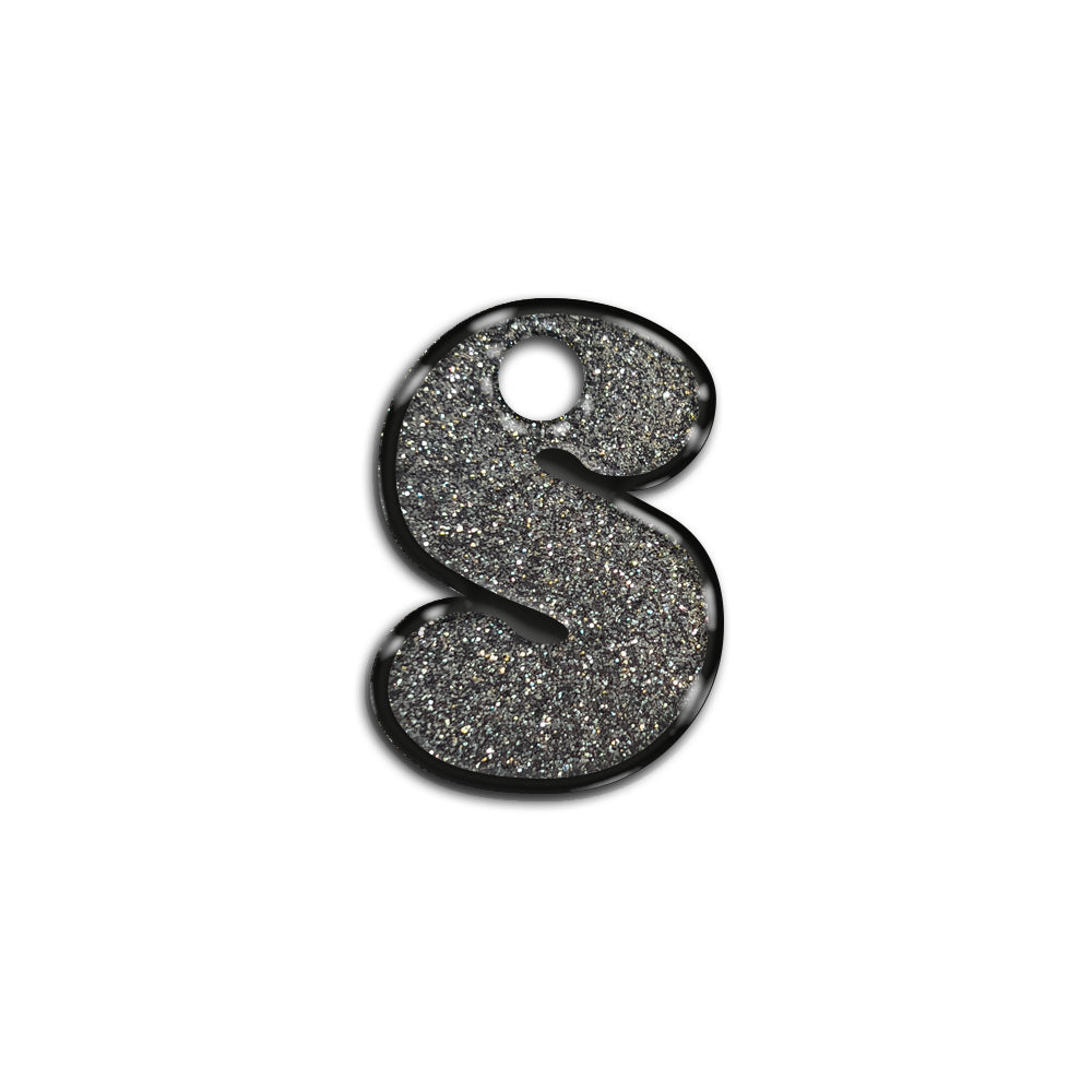 S Harfi Rounded Gri Glitter | İsimlik