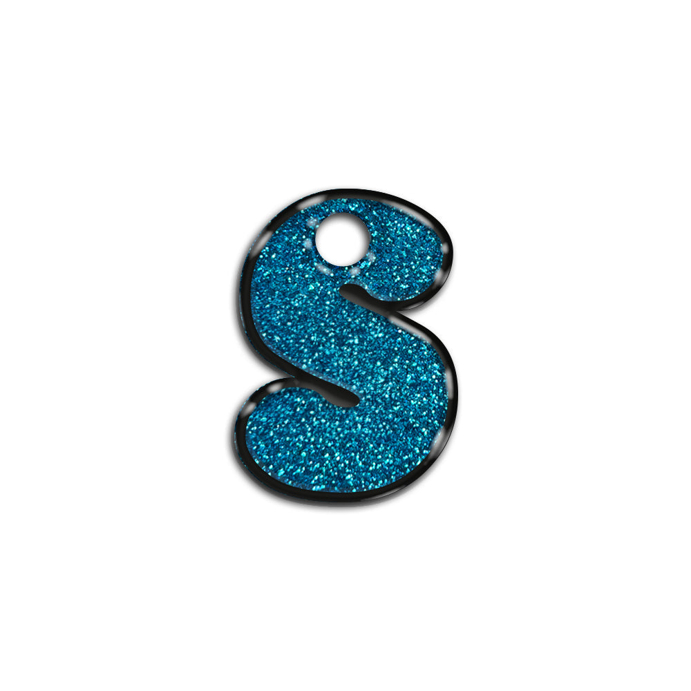 S Harfi Rounded Mavi Glitter | İsimlik