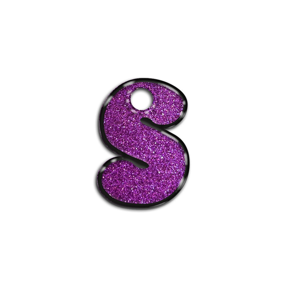 S Harfi Rounded Mor Glitter | İsimlik