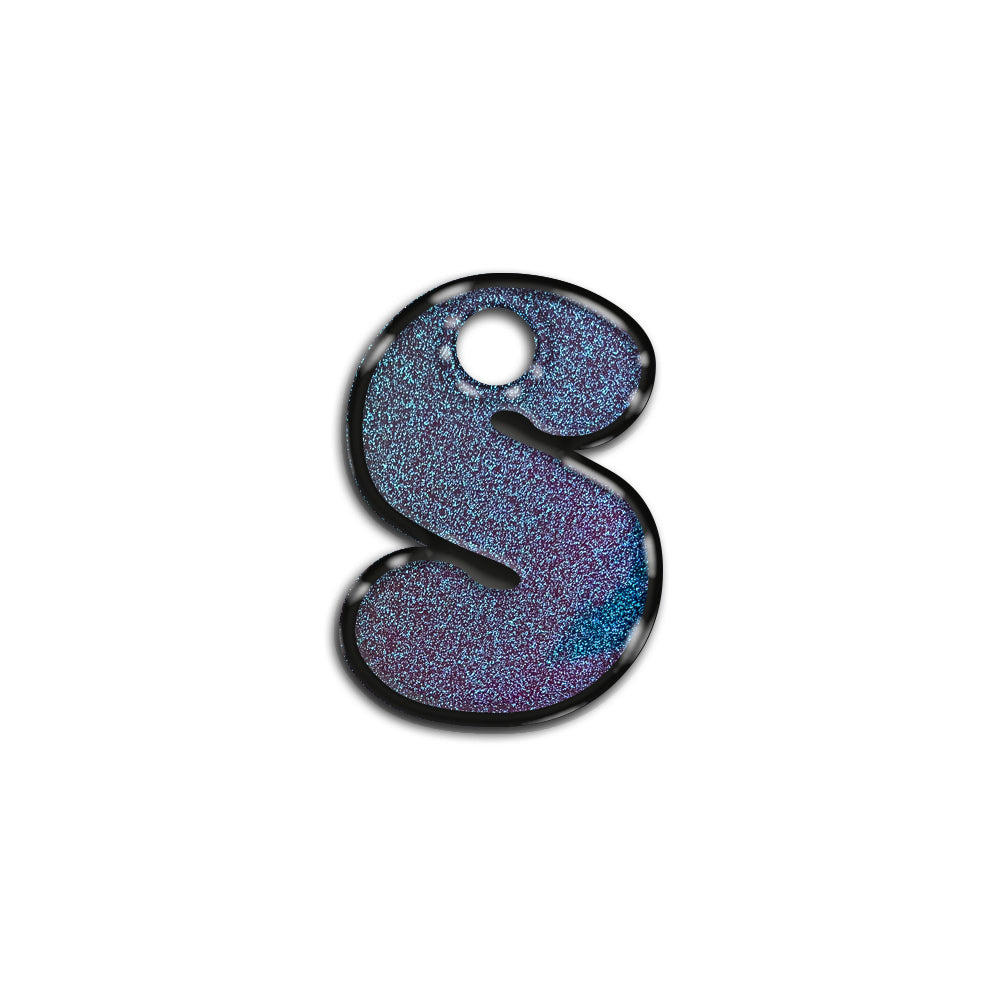 S Harfi Rounded Opal Mavi Glitter | İsimlik