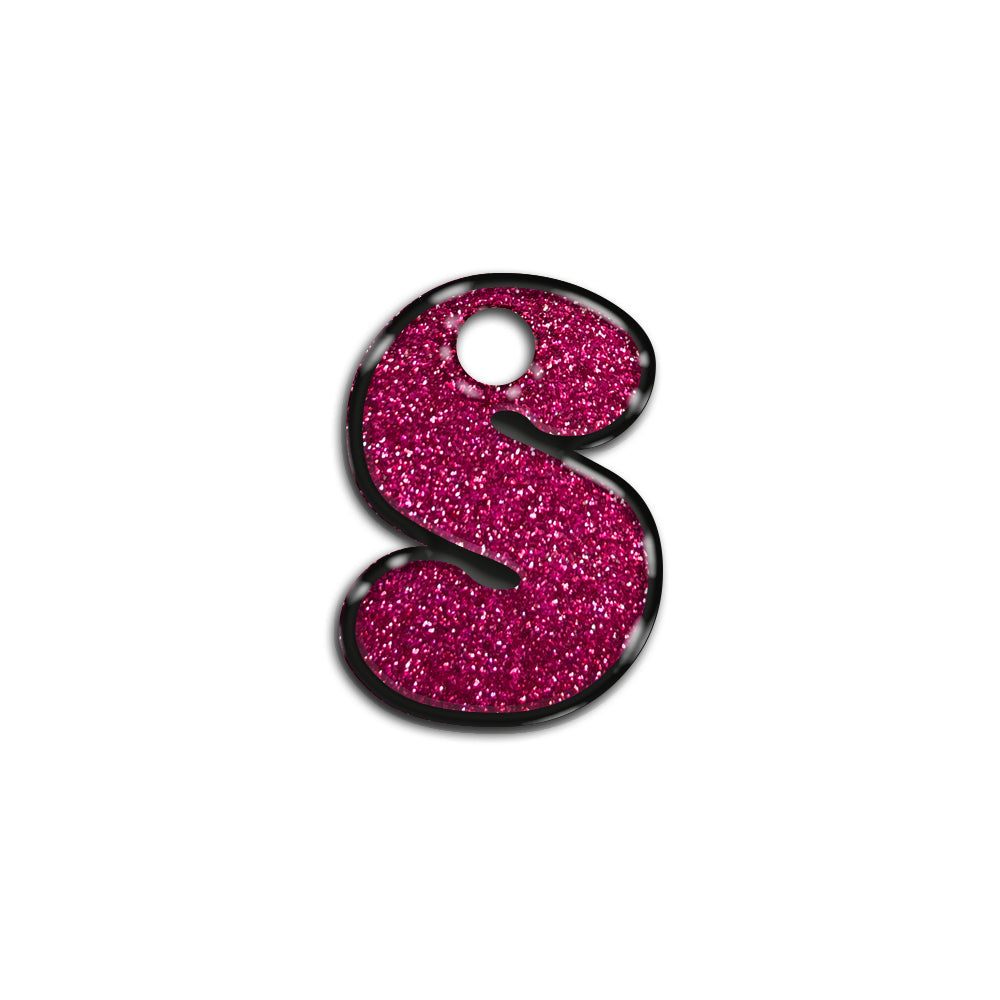 S Harfi Rounded Fuşya Glitter | İsimlik