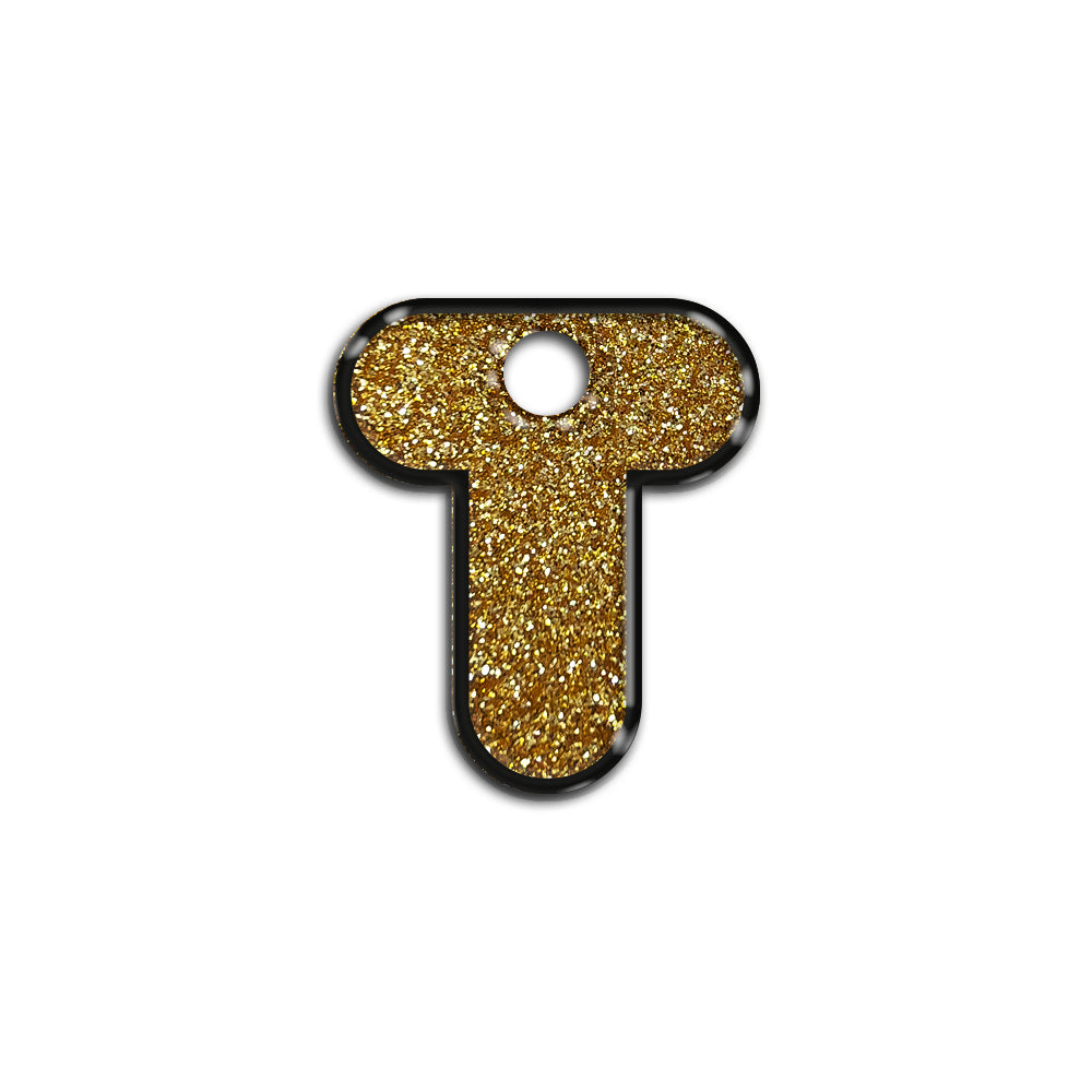 T Harfi Rounded Altın Glitter | İsimlik