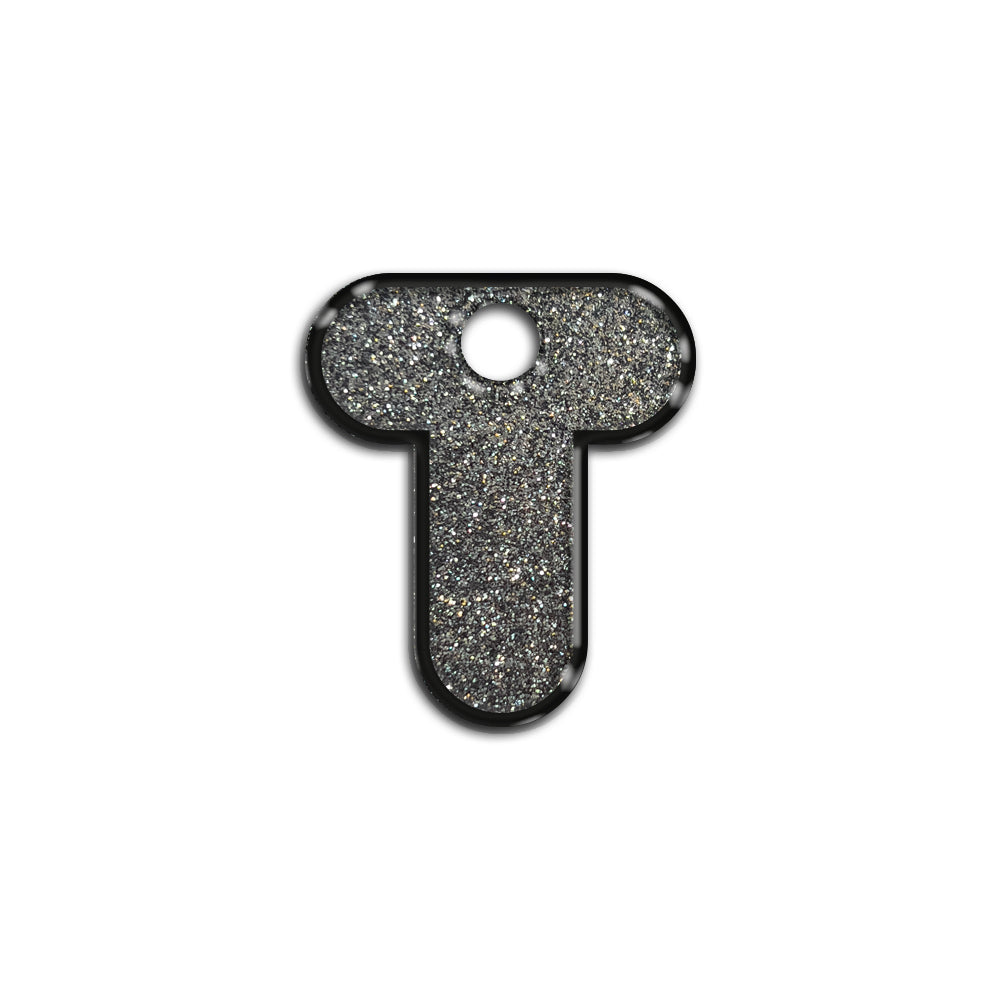 T Harfi Rounded Gri Glitter | İsimlik